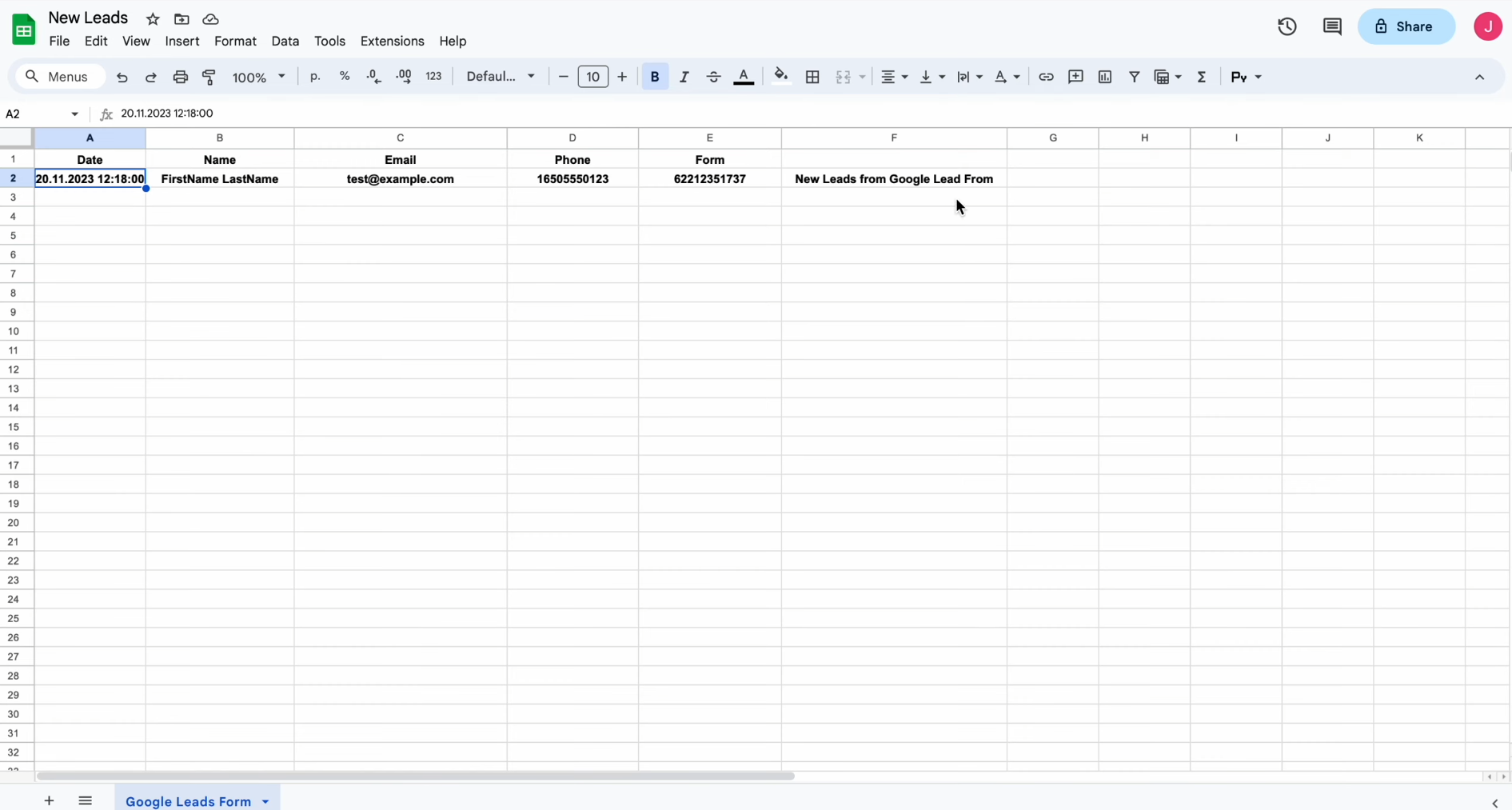 Setting up a Google Lead Form and Google Sheets Integration to Transfer ...