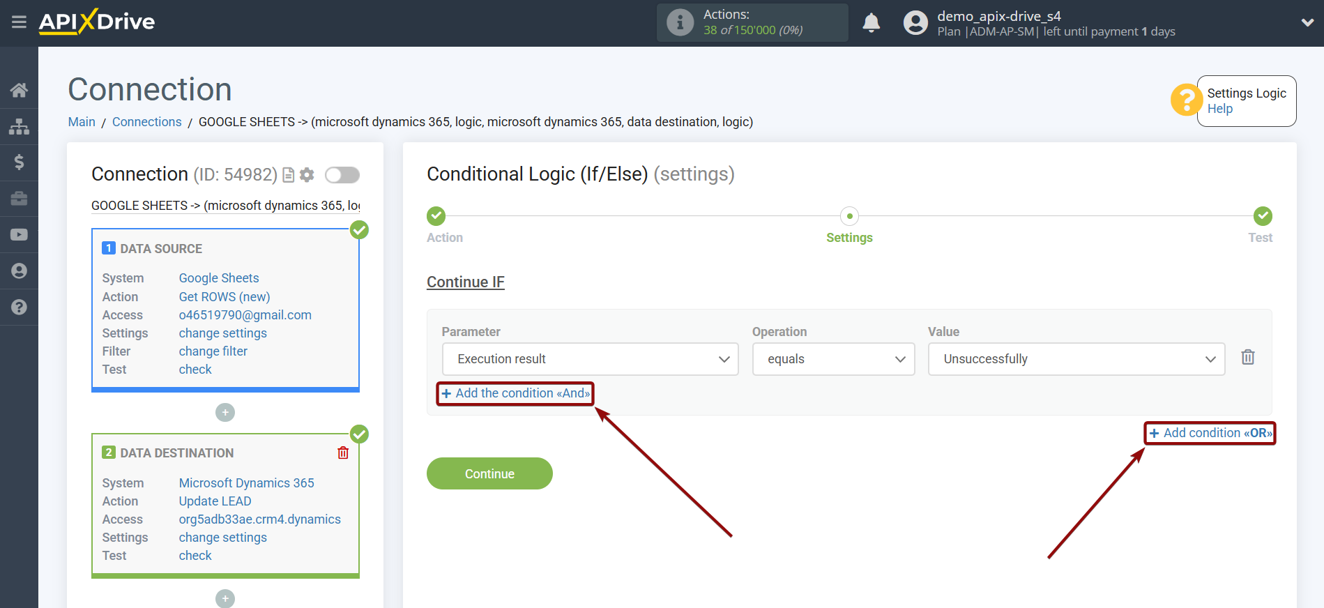 How to setup Microsoft Dynamics 365 Update Lead / Create Lead | Additional conditions "AND", "OR" How to setup Microsoft Dynamics 365 Update Lead / Create Lead | Additional conditions "AND", "OR"