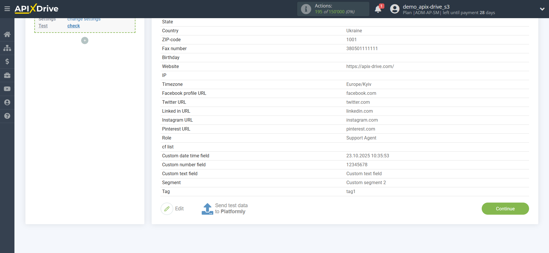 How to Connect Platformly as Data Destination | Test data