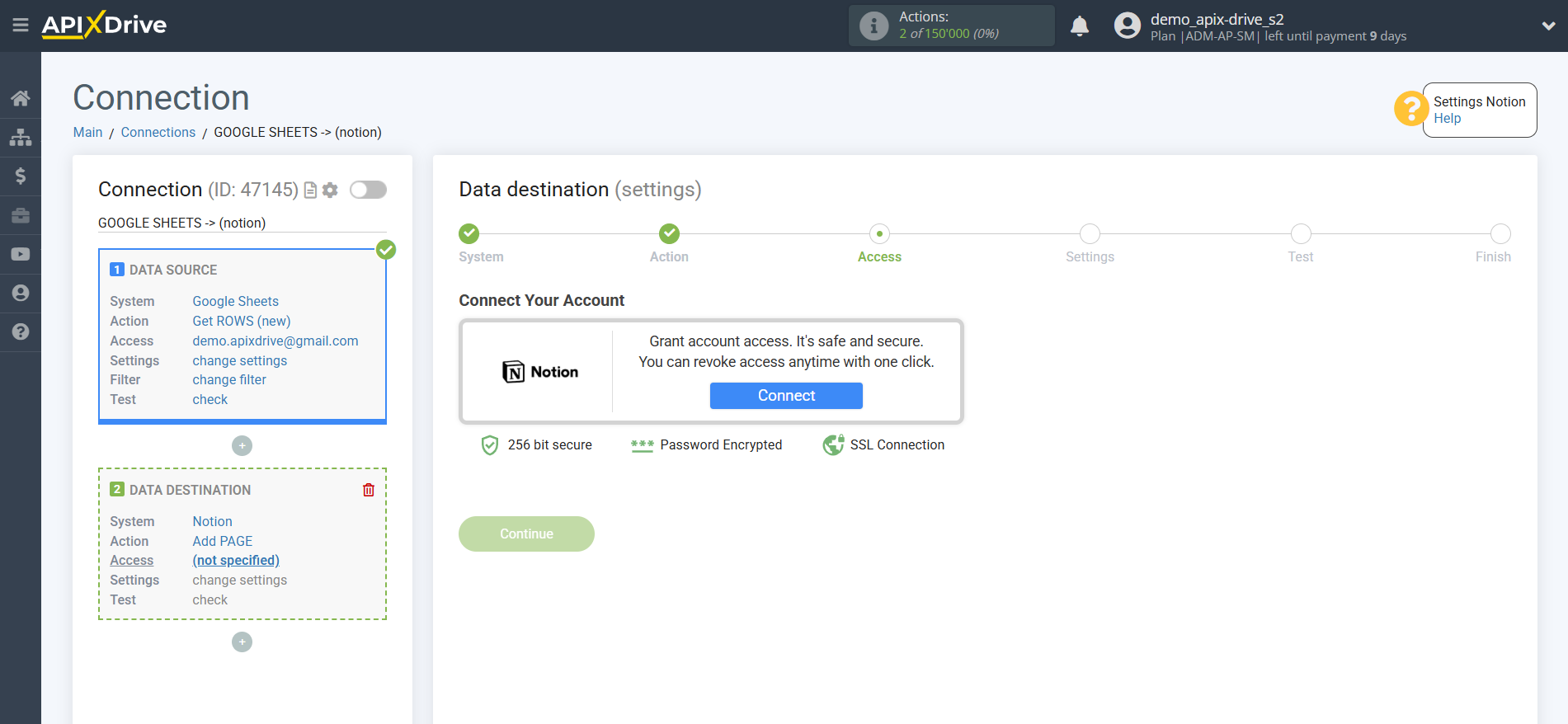 How to Connect Notion as Data Destination | Account connection
