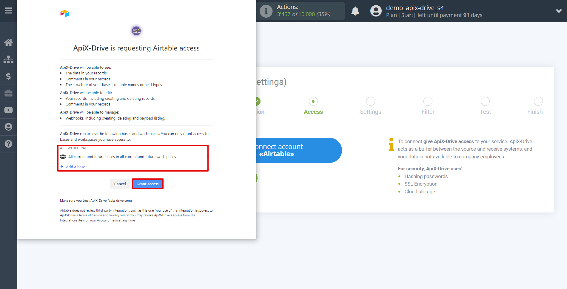 How to Connect AirTable as Data Source | Connecting account