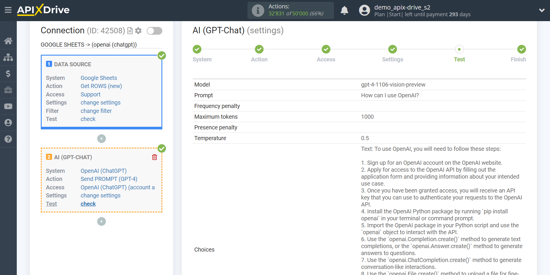 Setting up OpenAI (ChatGPT) in Google Sheets | Test data