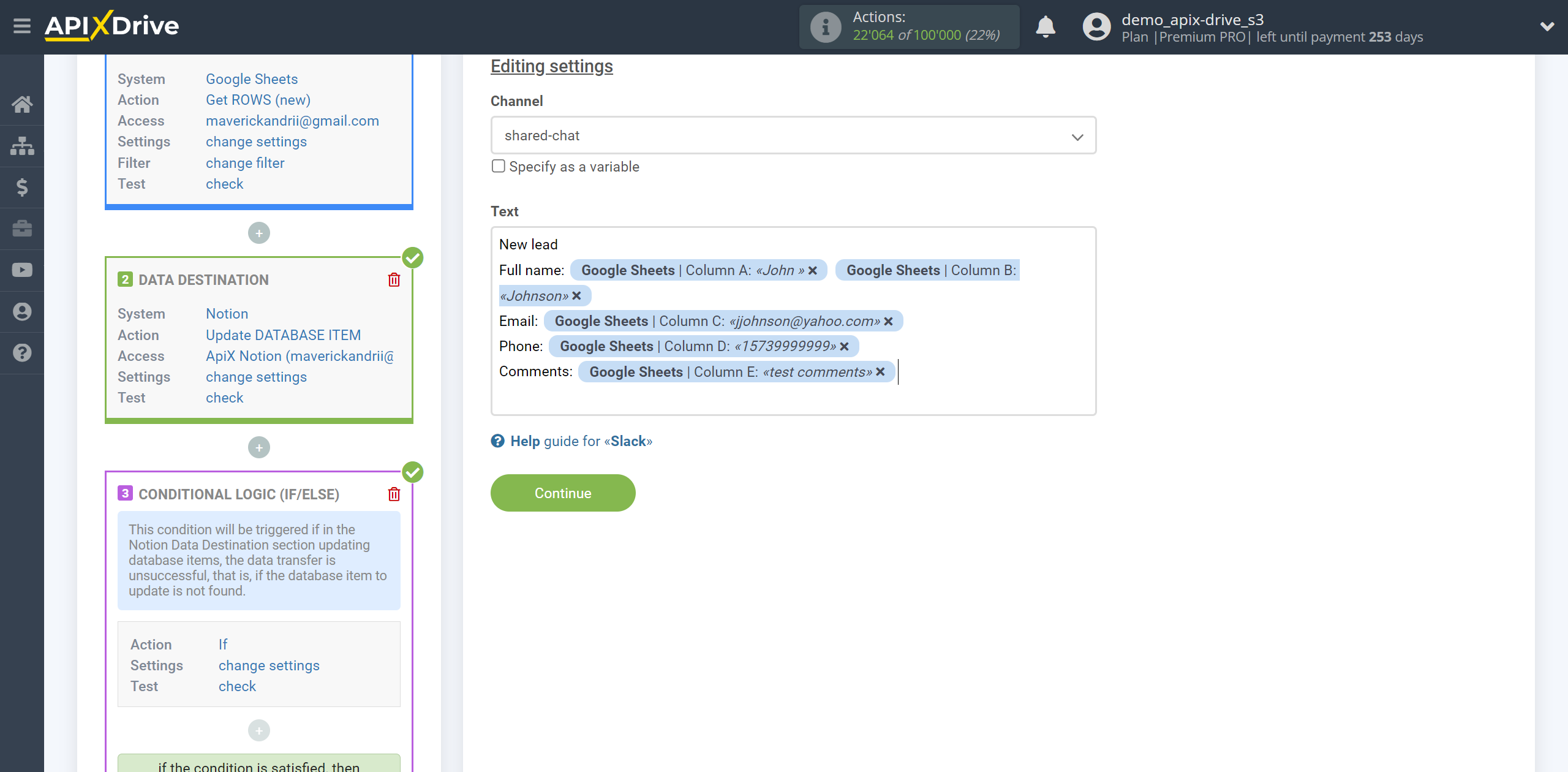 How to setup Notion Update Database Item / Add Database Item | Formation of a message