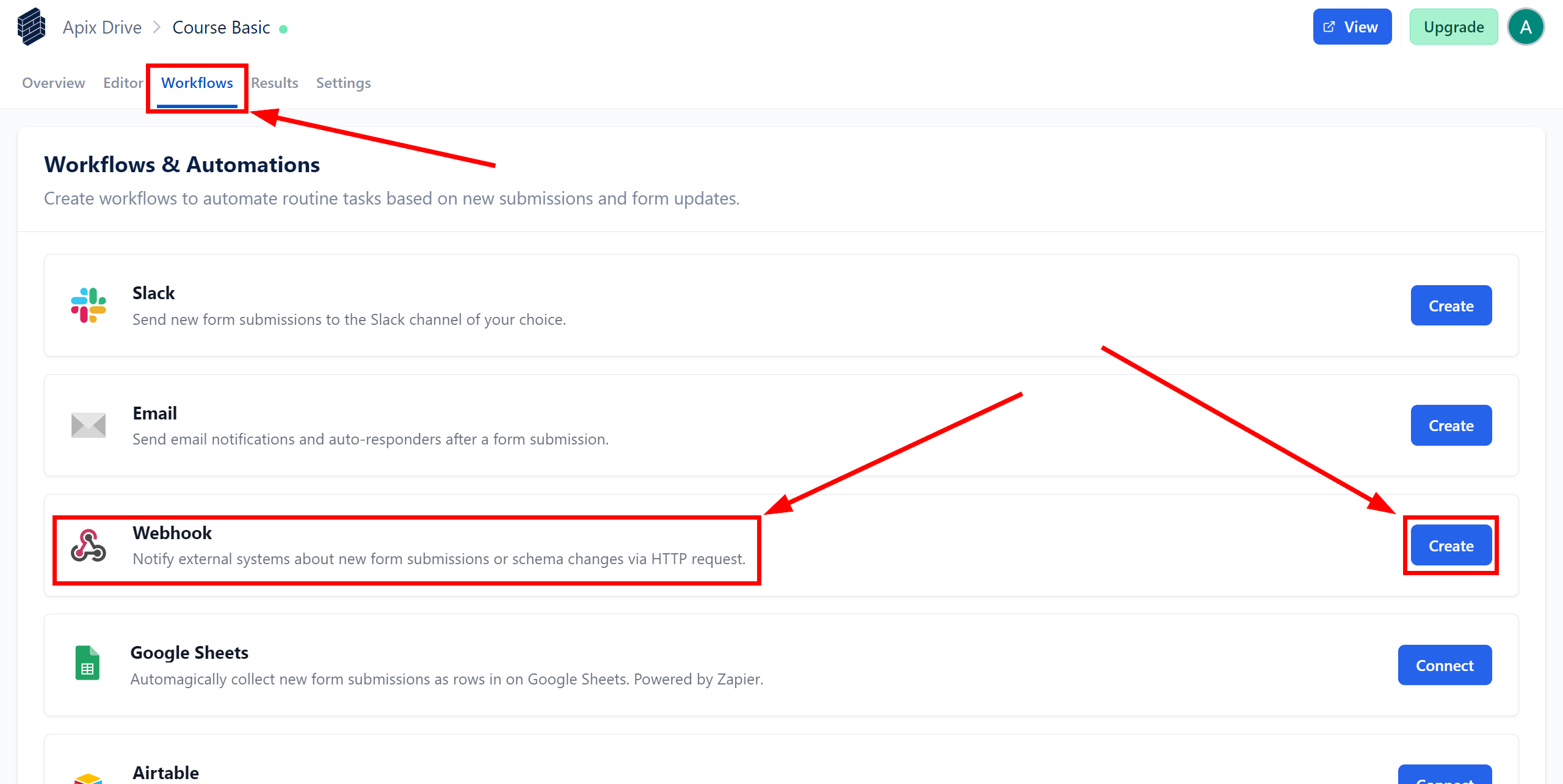 How to Connect Formium as Data Source | Go to the section for sending data via Webhook