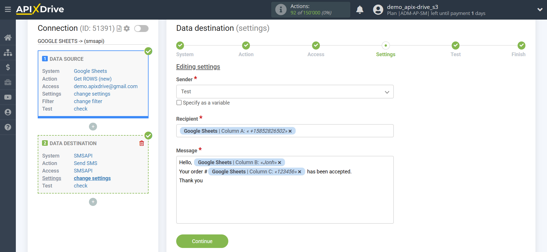 How to Connect SMSAPI as Data Destination | Assigning Fields How to Connect SMSAPI as Data Destination | Assigning Fields