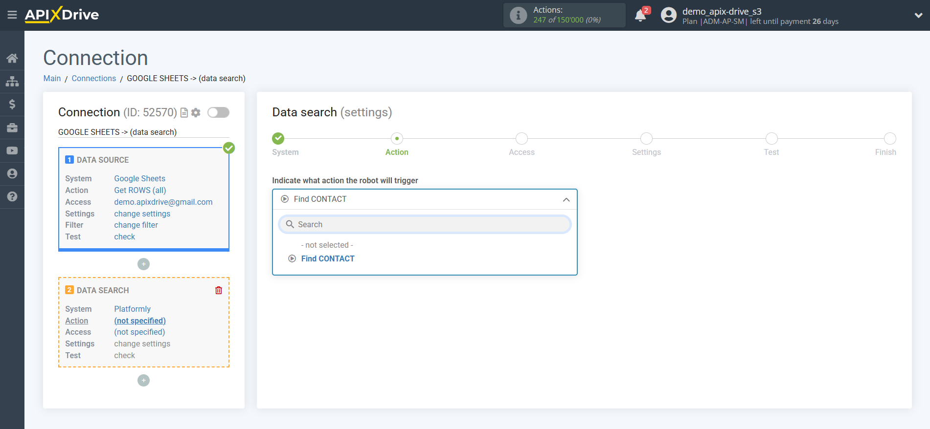 How to Connect Platformly as Data Search | Action selection How to Connect Platformly as Data Search | Action selection