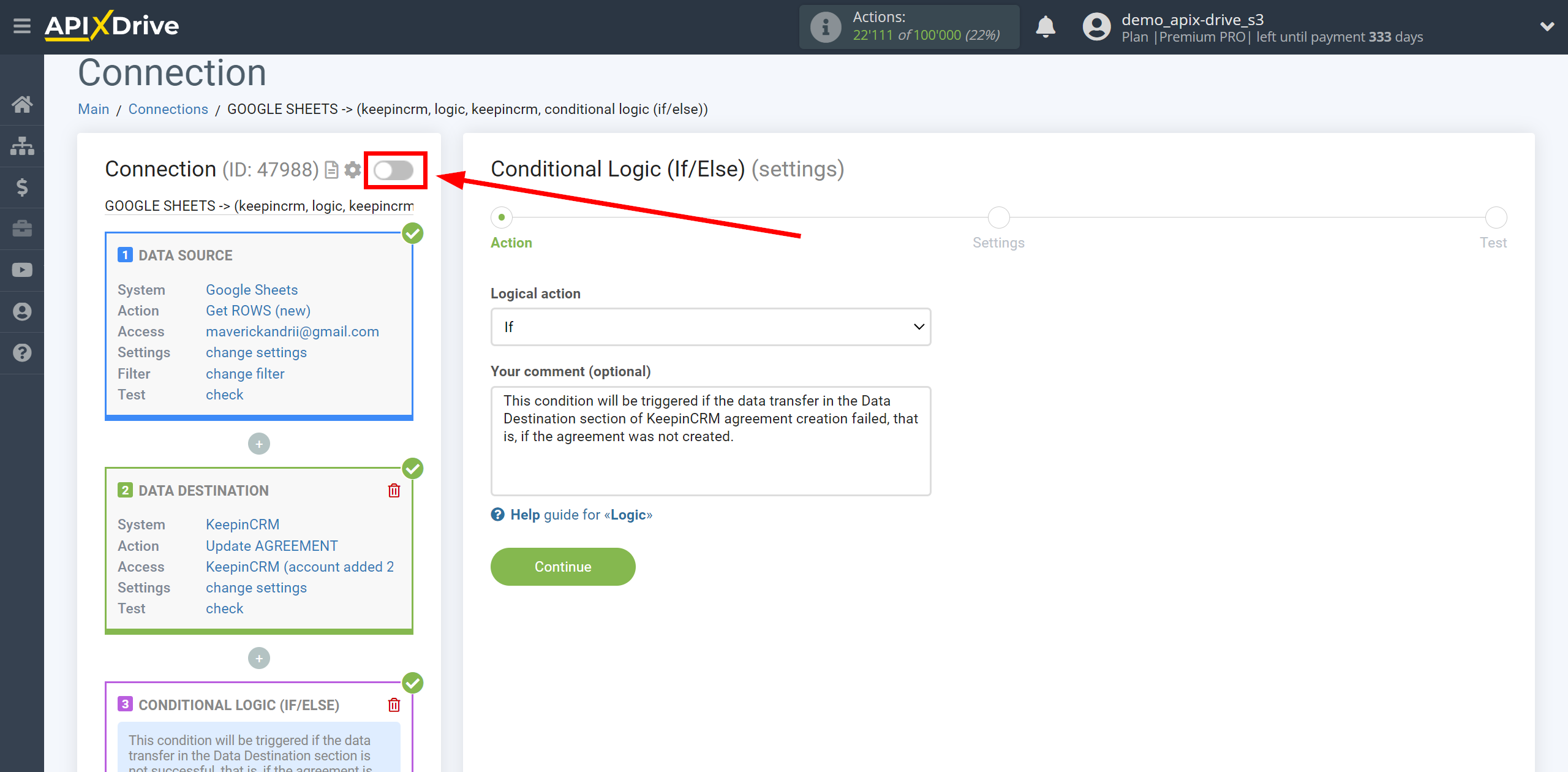 How to setup KeepinCRM Update Agreement / Create Agreement | Action selection