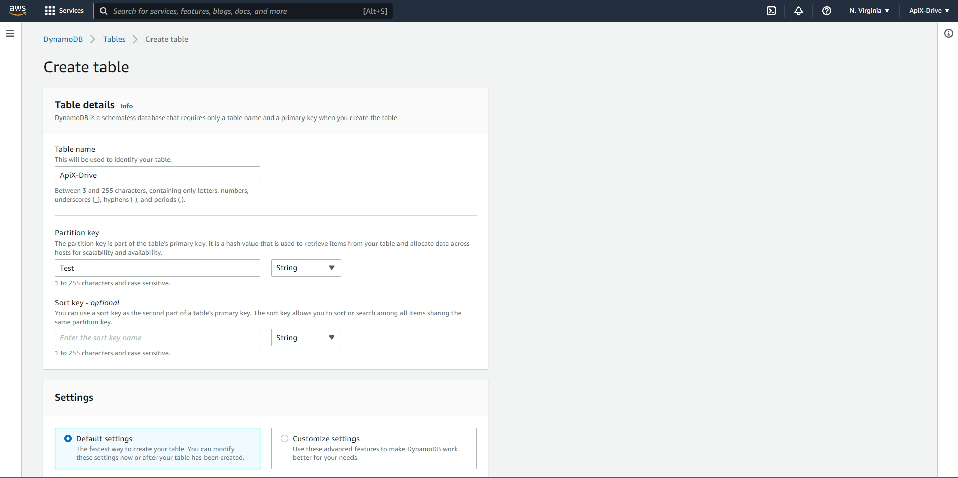 How to Connect Amazon DynamoDB as Data Destination | Database creation