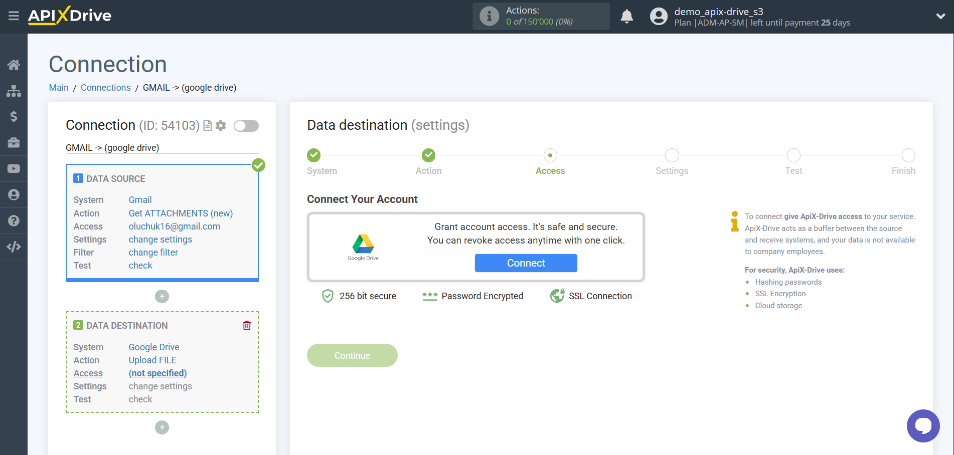 How to Connect Google Drive as Data Destination | Account connection