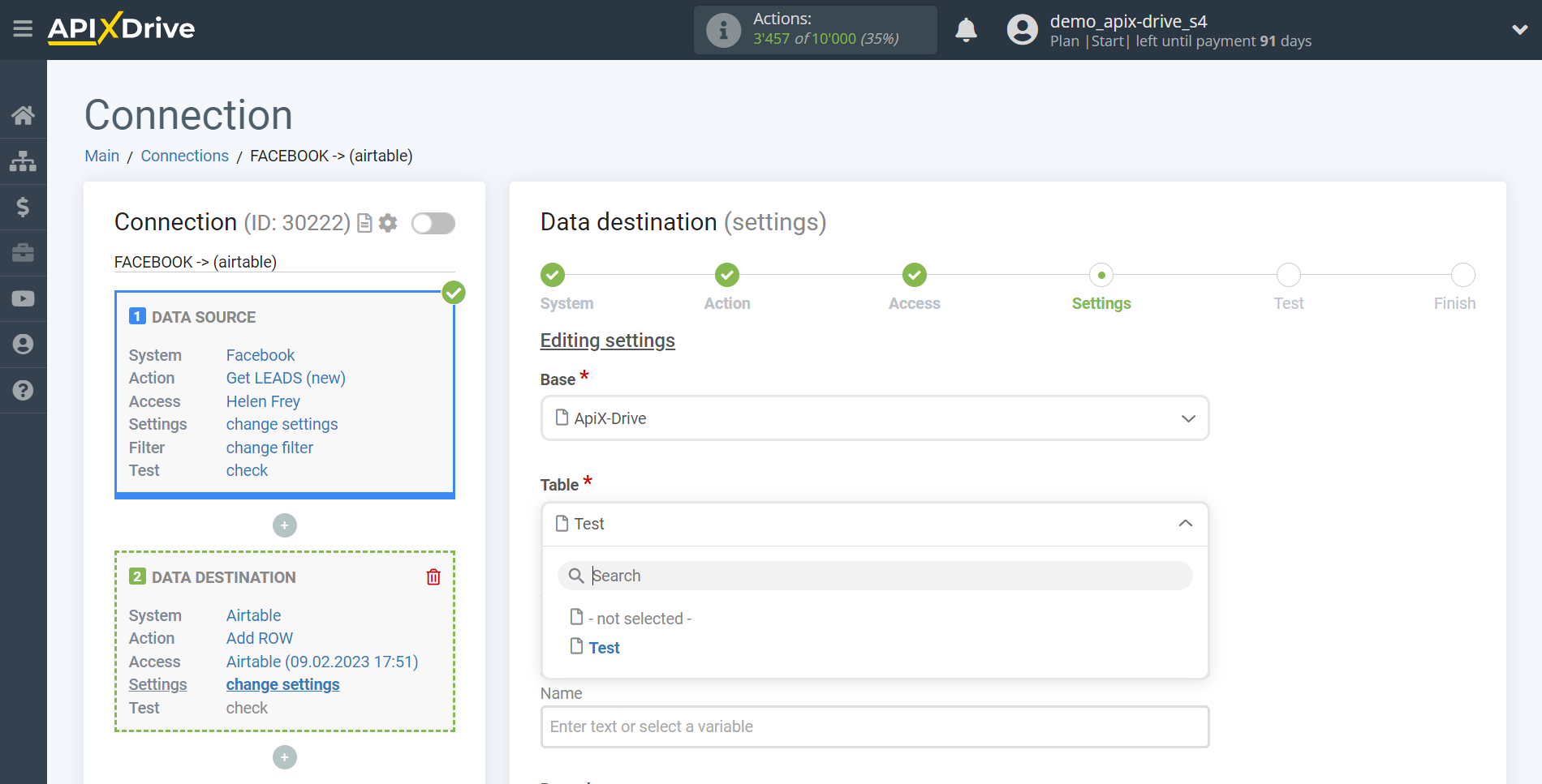 How to Connect AirTable as Data Destination | Table selection