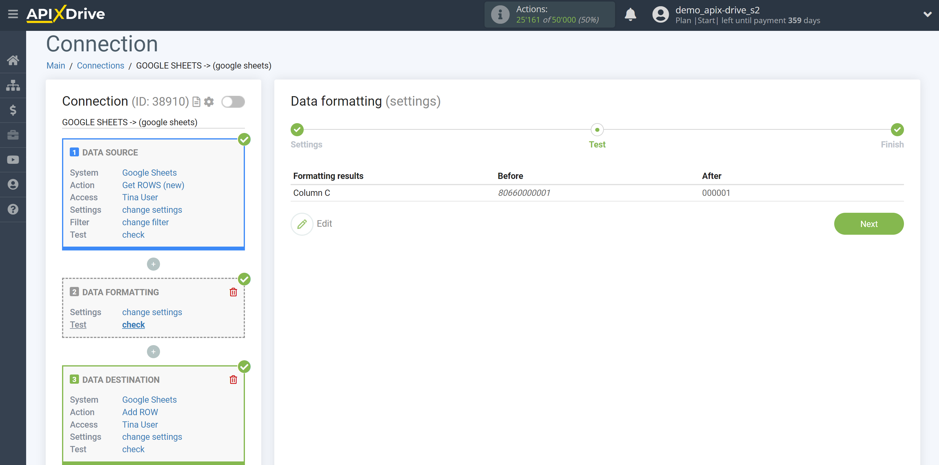 How to setup Data Formatting | Selecting the function Remove first symbols