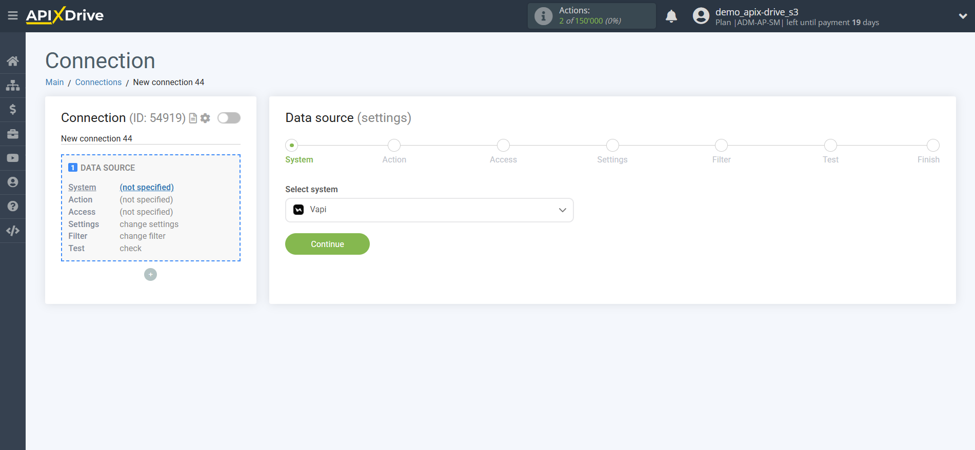 How to Connect Vapi as Data Source | System Selection