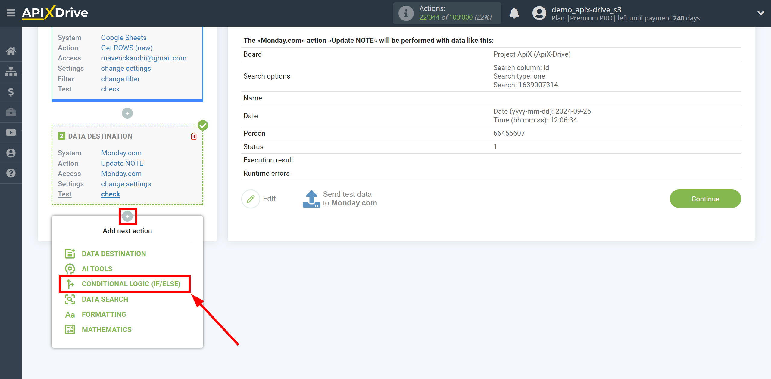 How to setup Monday.com Update Note / Create Note | Start setting up the Logic section