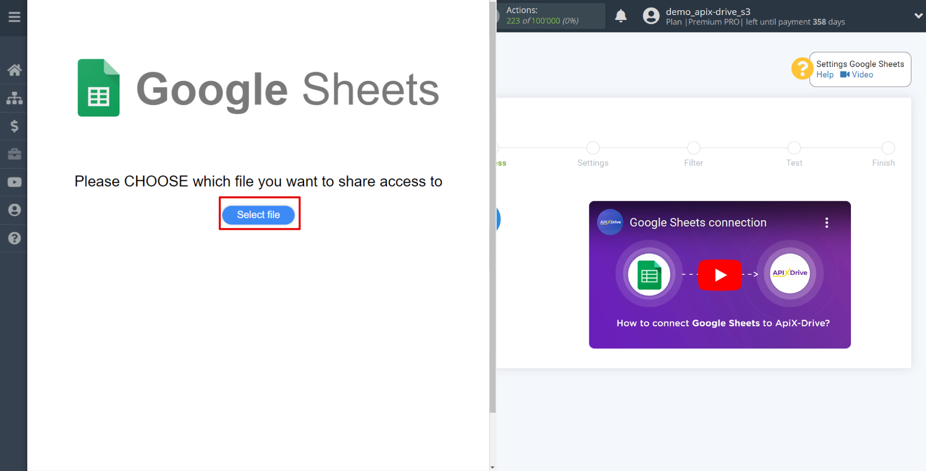 How to Connect Google Sheets as Data Source | Select a Google account to connect