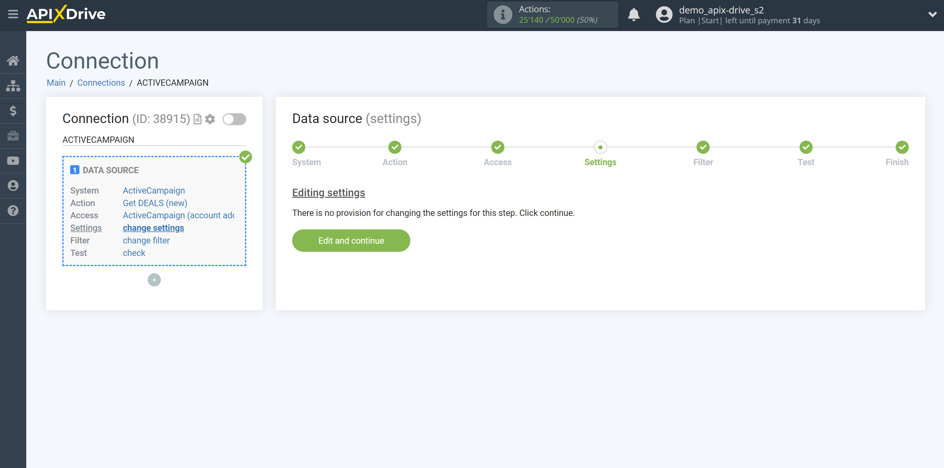 How to Connect ActiveCampaign as Data Source | Settings