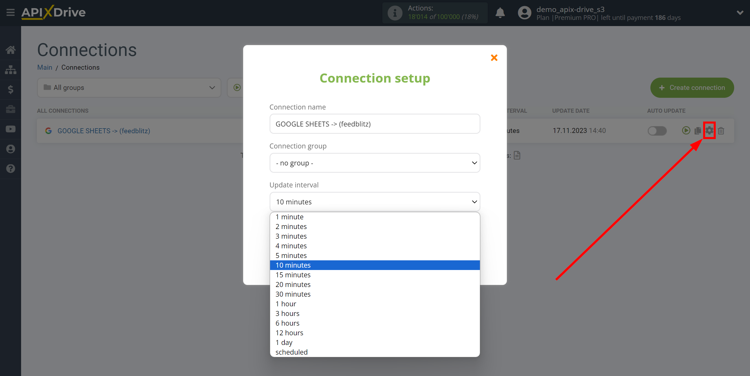 How to Connect FeedBlitz as Data Destination | Update interval