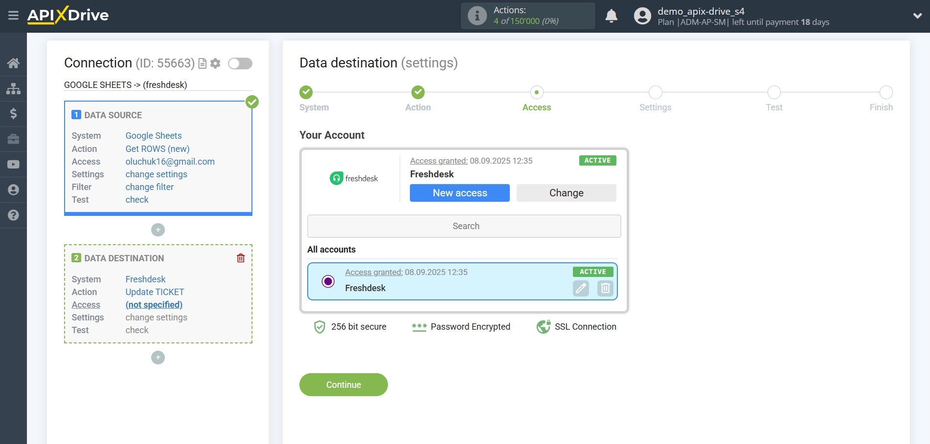 How to setup Freshdesk Update Ticket / Create Ticket | Account selection
