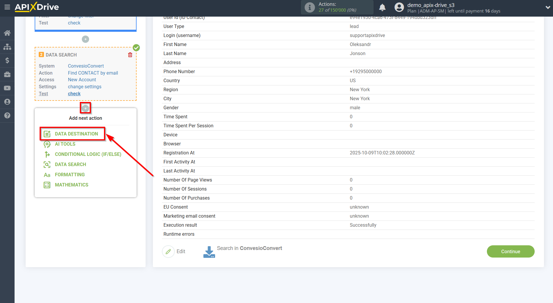 Setting up ConvesioConvert Contact Search in Google Sheets | Setup Data Destination system Setting up ConvesioConvert Contact Search in Google Sheets | Setup Data Destination system
