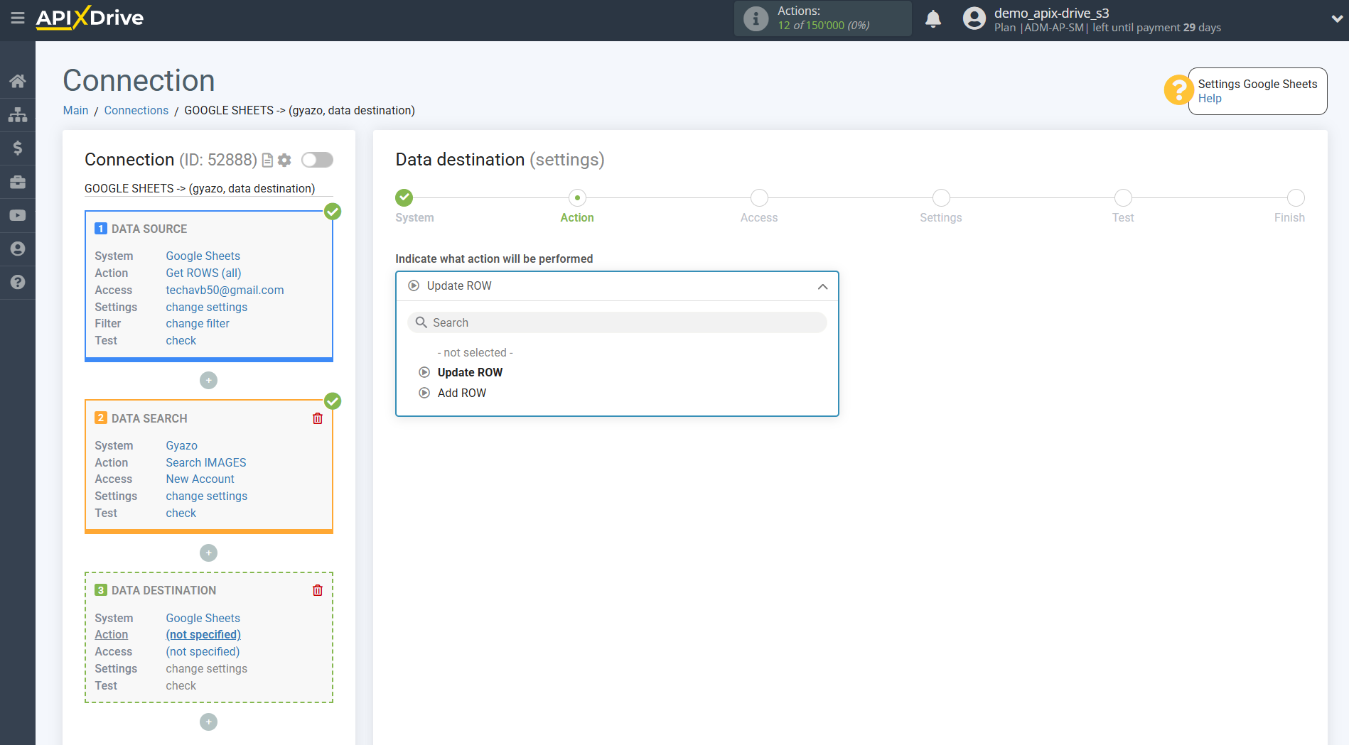 Setting up Gyazo IMAGES Search in Google Sheets | Action selection Setting up Gyazo IMAGES Search in Google Sheets | Action selection