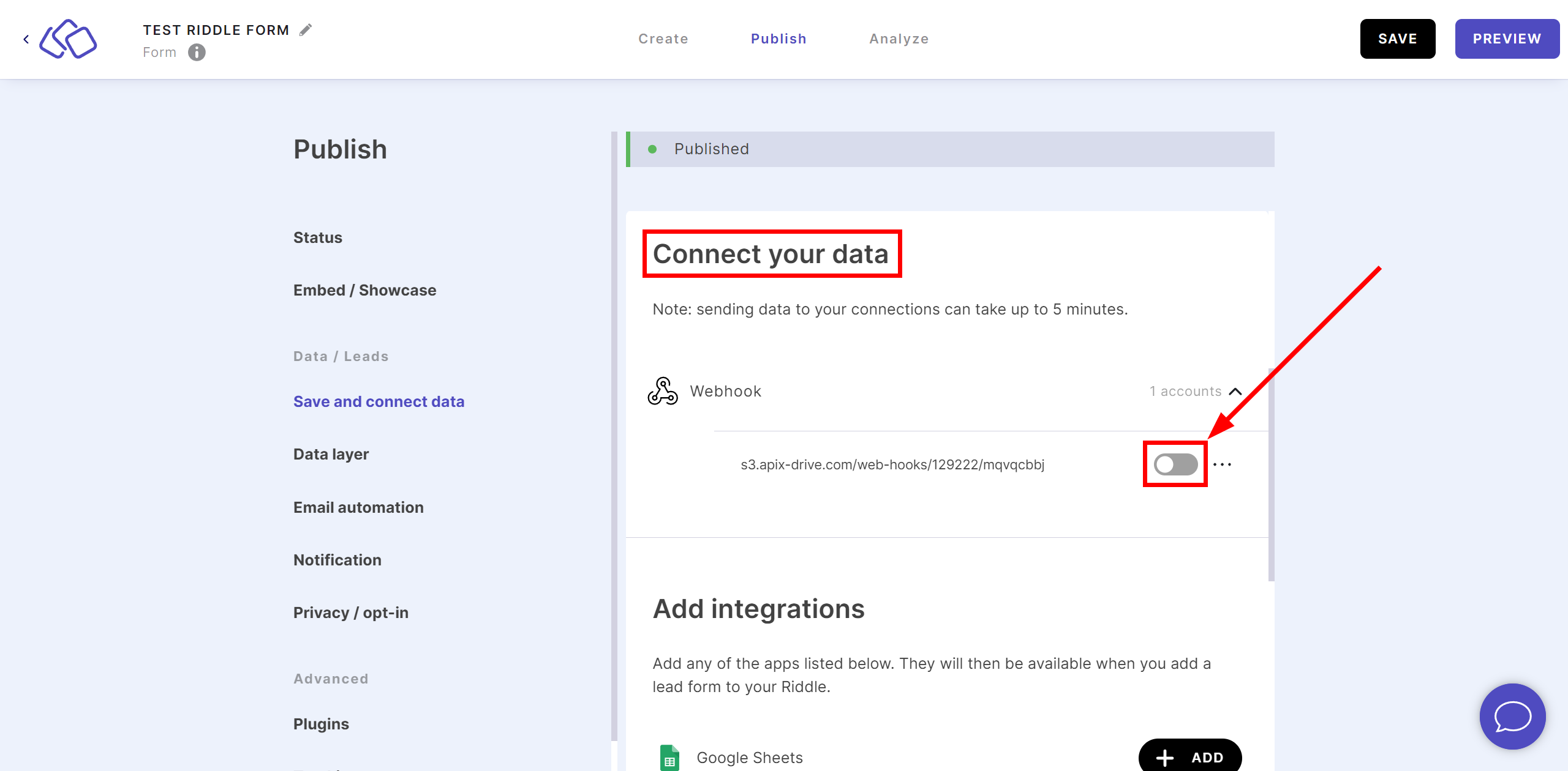 How to Connect Riddle as Data Source | Webhook Setup