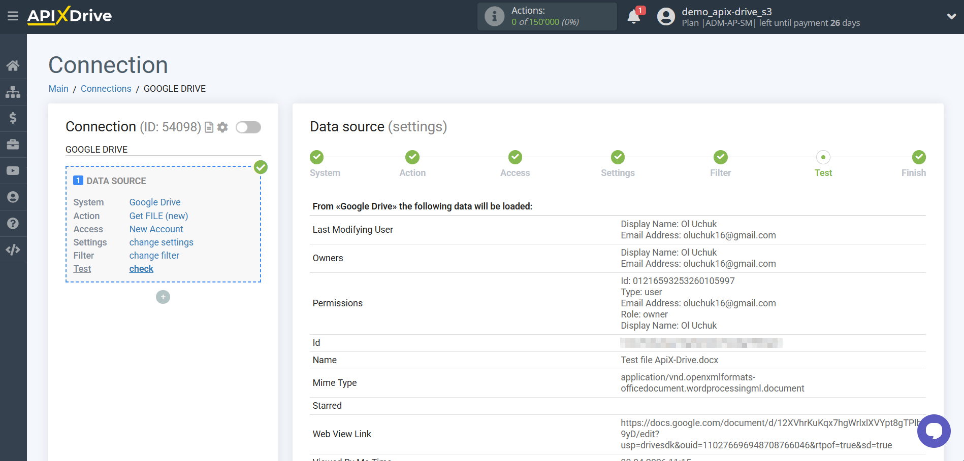 How to Connect Google Drive as Data Source | Test data