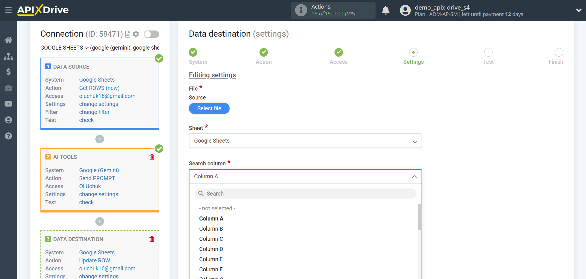 Setting up Gemini in Google Sheets | Assigning fields