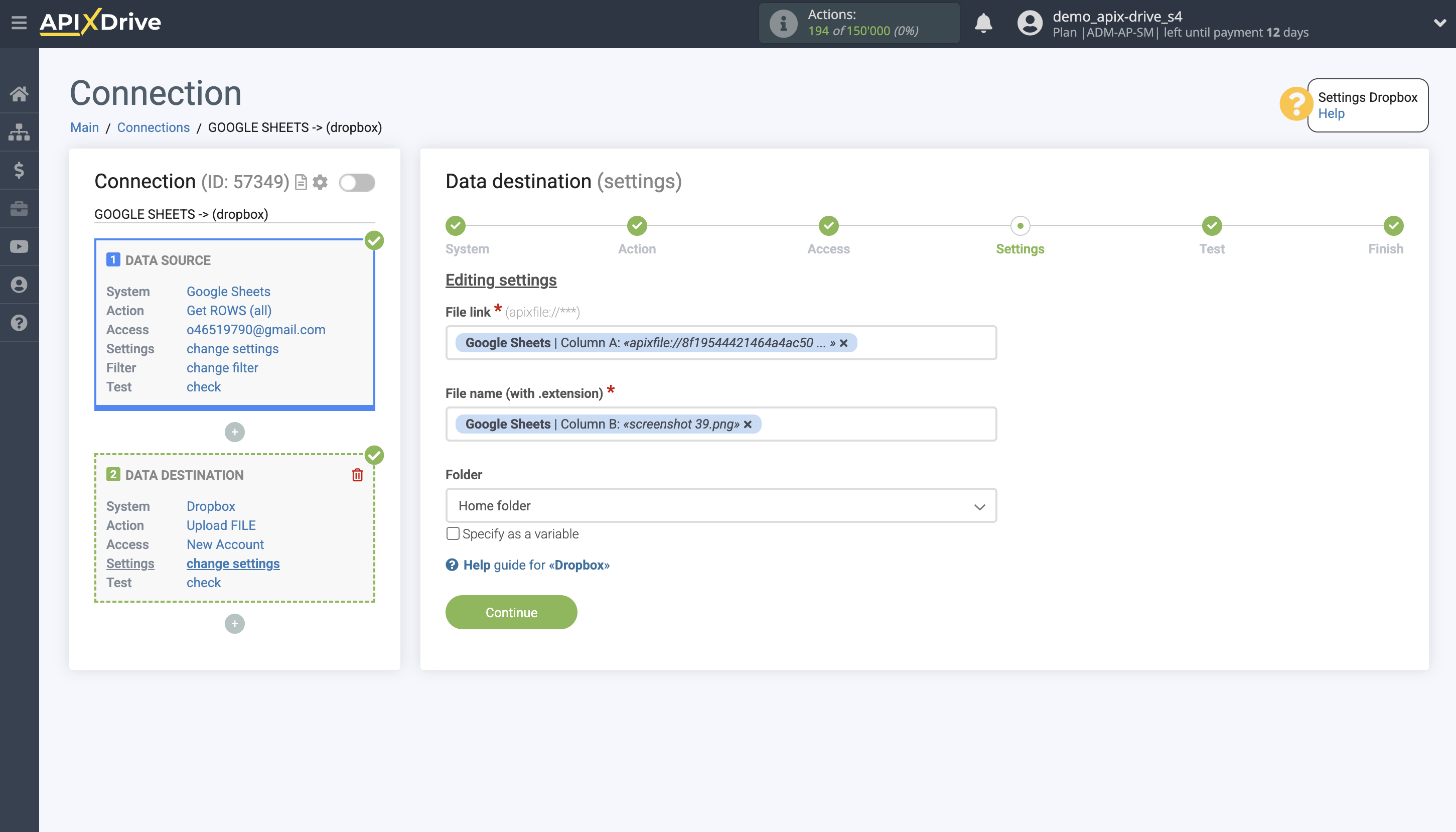 How to Connect Dropbox as Data Destination | Account selection How to Connect Dropbox as Data Destination | Account selection