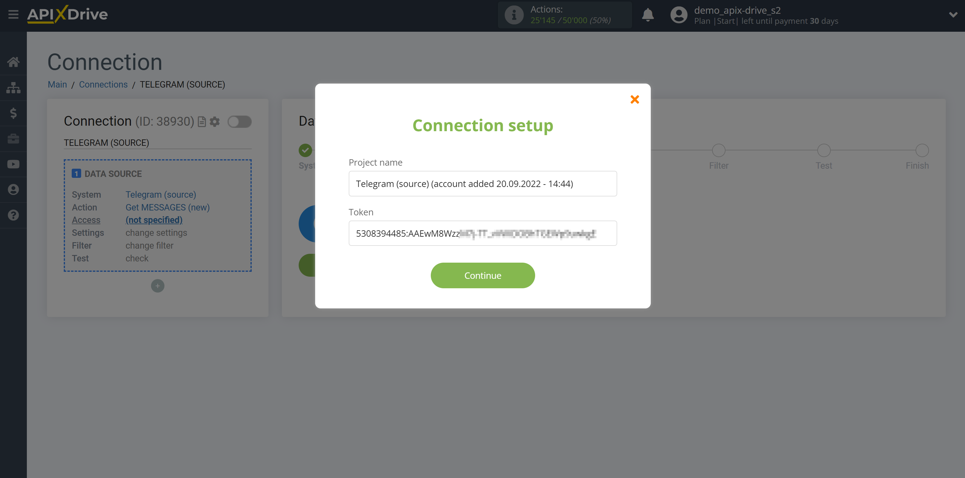 How to Connect Telegram as Data Source | Account connection