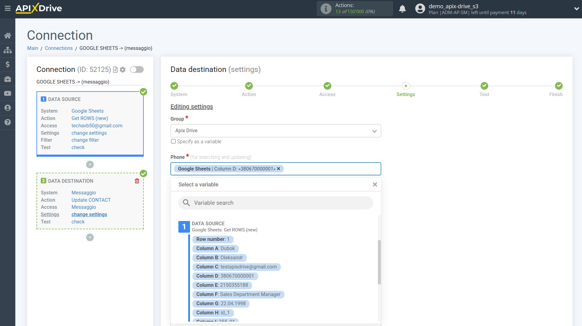 How to setup Messaggio Update Contact / Add Contact | Assigning Fields