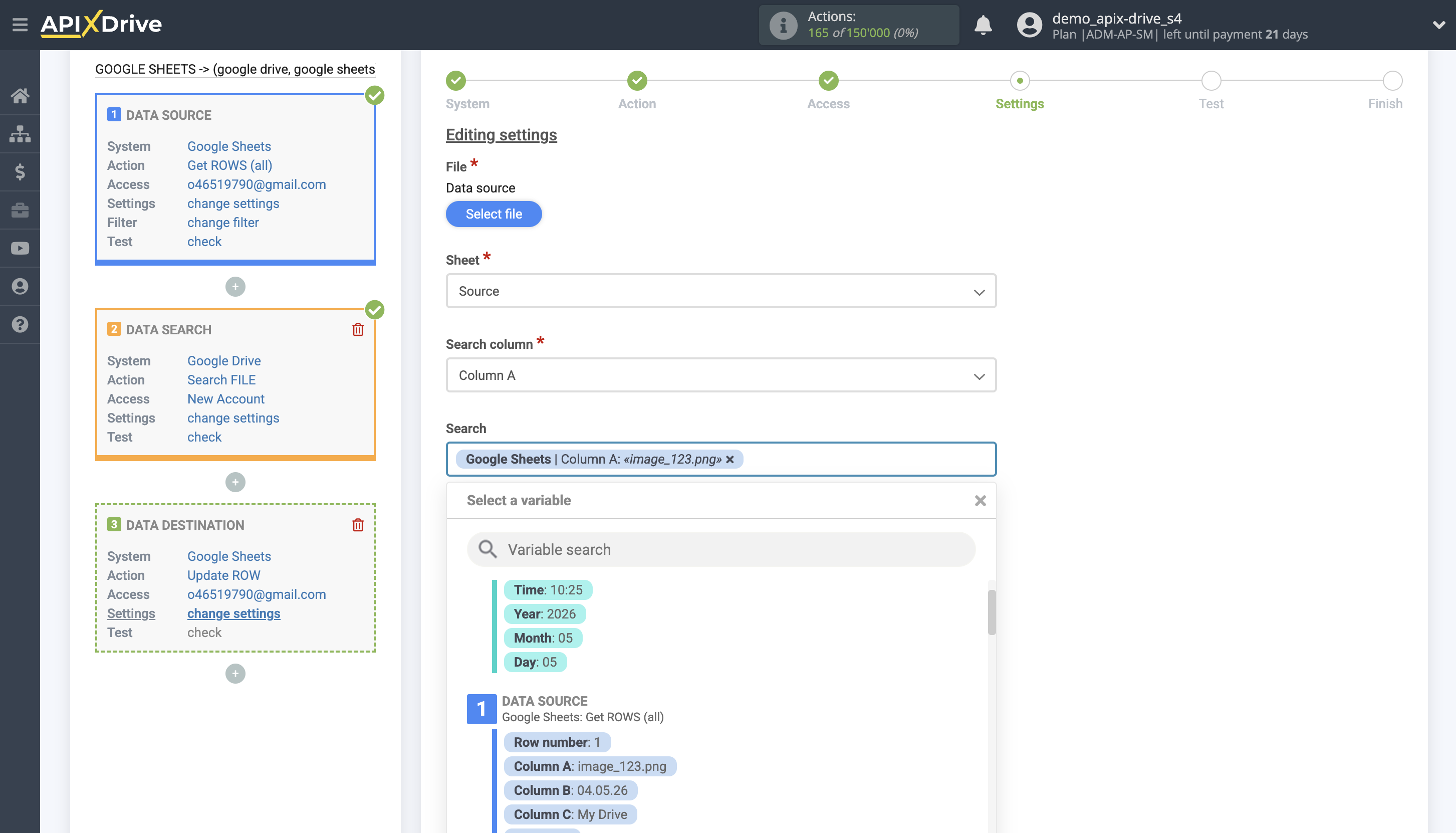 Setting up Google Drive file Search in Google Sheets | Assigning fields