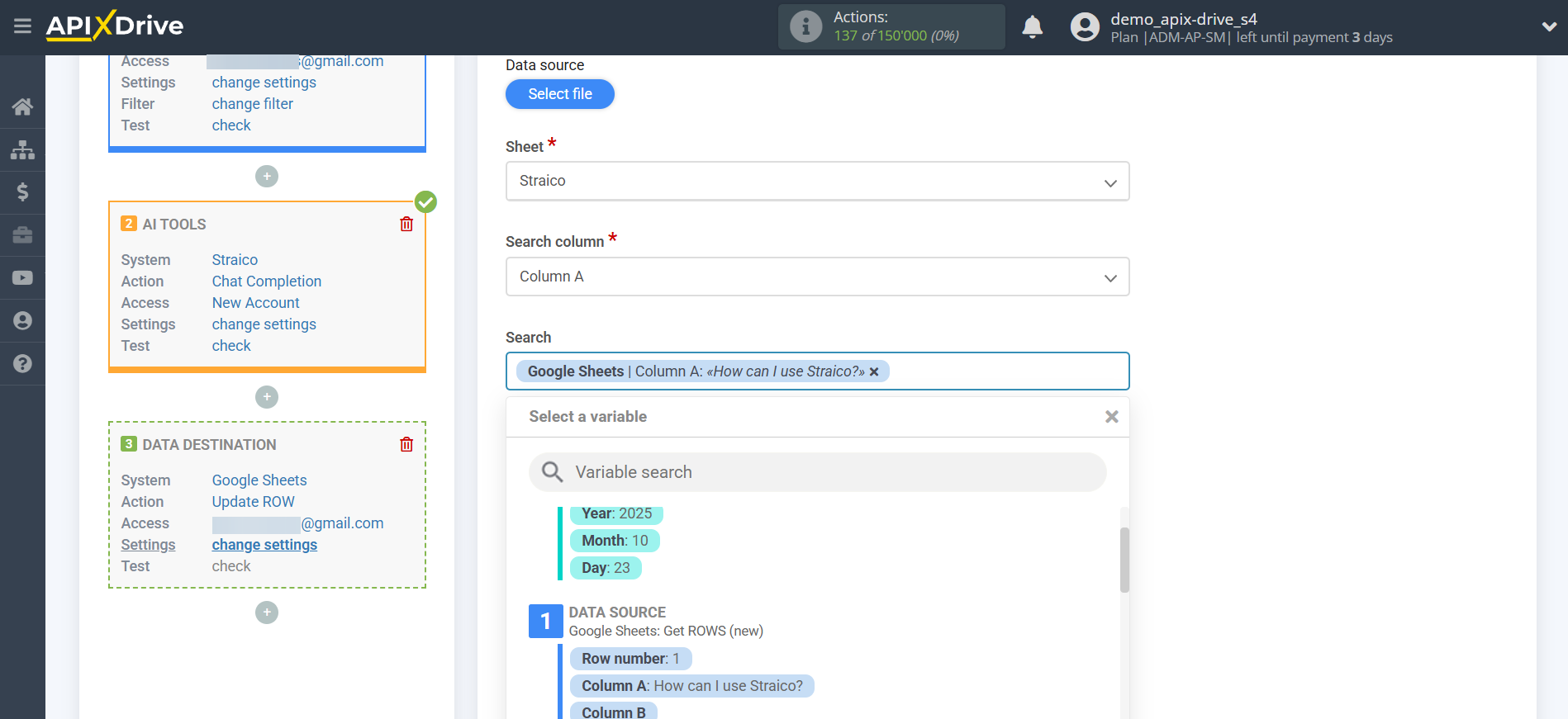 Setting up Straico in Google Sheets | Assigning fields Setting up Straico in Google Sheets | Assigning fields