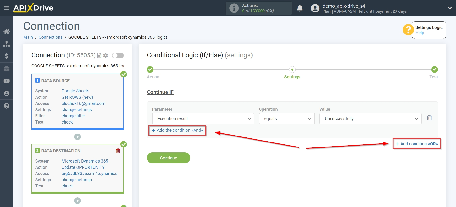 How to setup Microsoft Dynamics 365 Update Opportunity / Create Opportunity | Additional conditions "AND", "OR" How to setup Microsoft Dynamics 365 Update Opportunity / Create Opportunity | Additional conditions "AND", "OR"