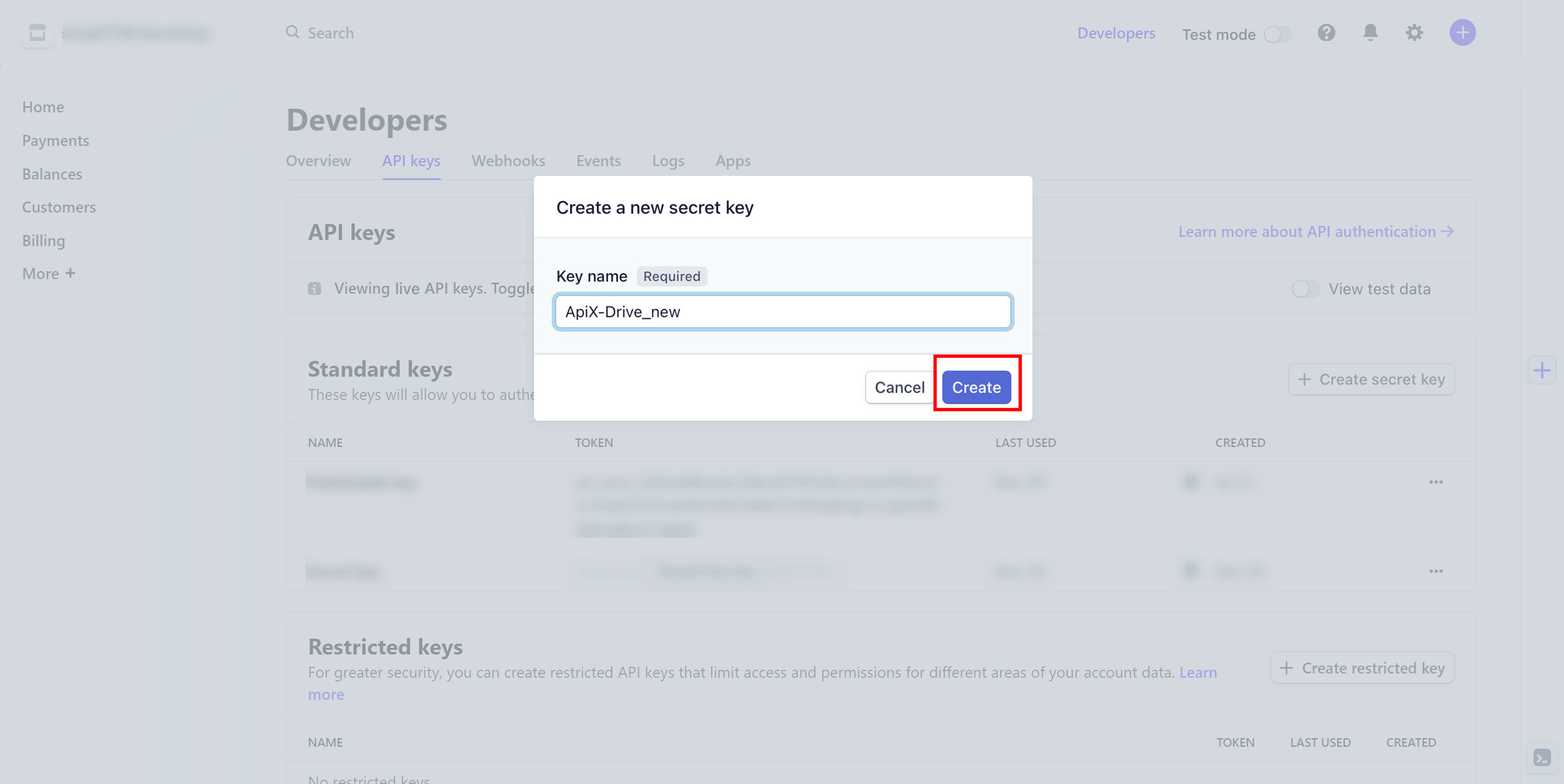 How to Connect Stripe as Data Destination | Creating an API Key in Stripe