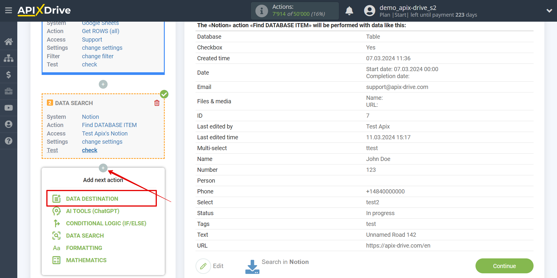 Setting up an Notion Item Search in Google Sheets | Setup Data Destination system