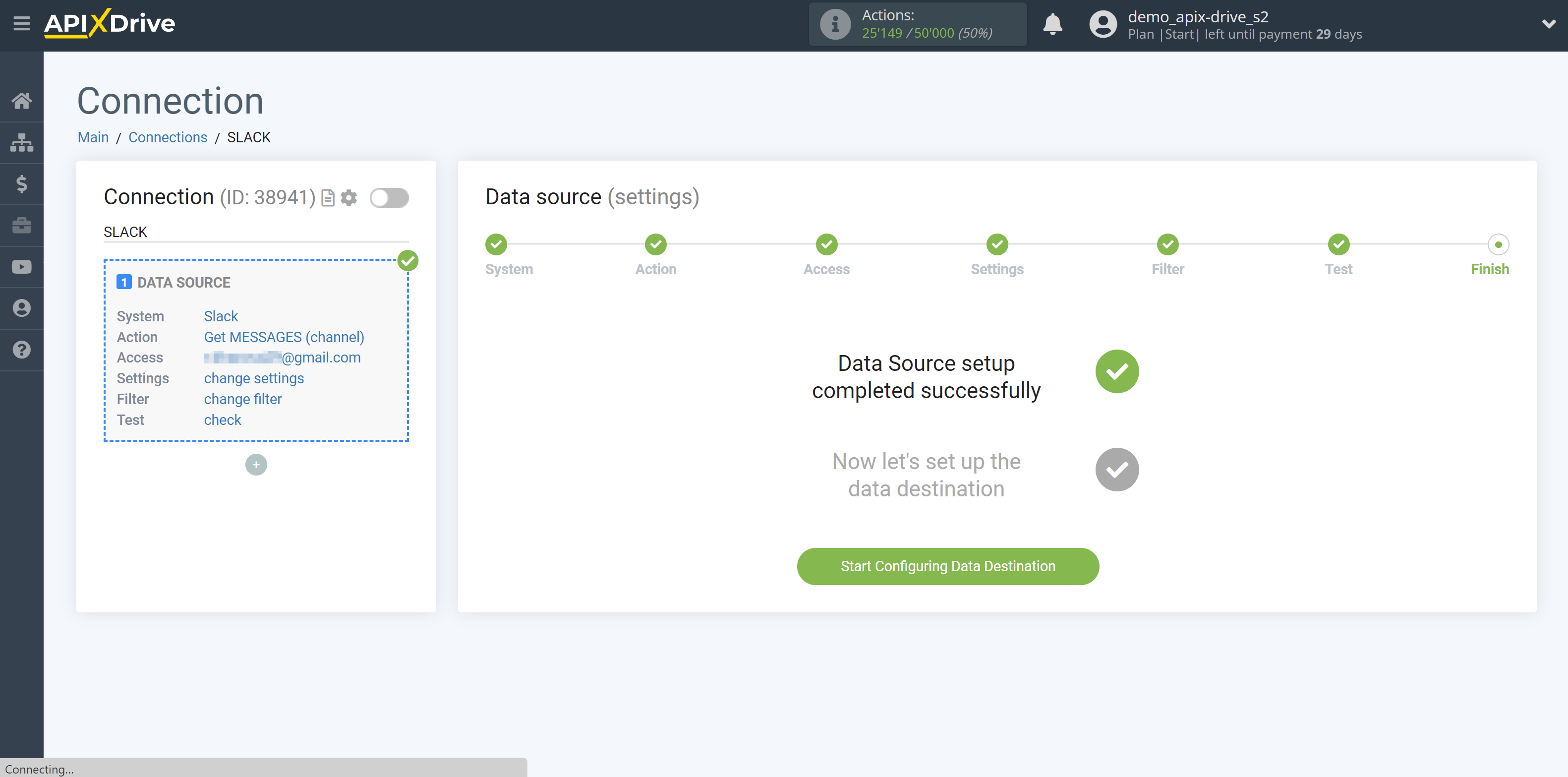 How to Connect Slack as Data Source  | Go to the setup Data Destination