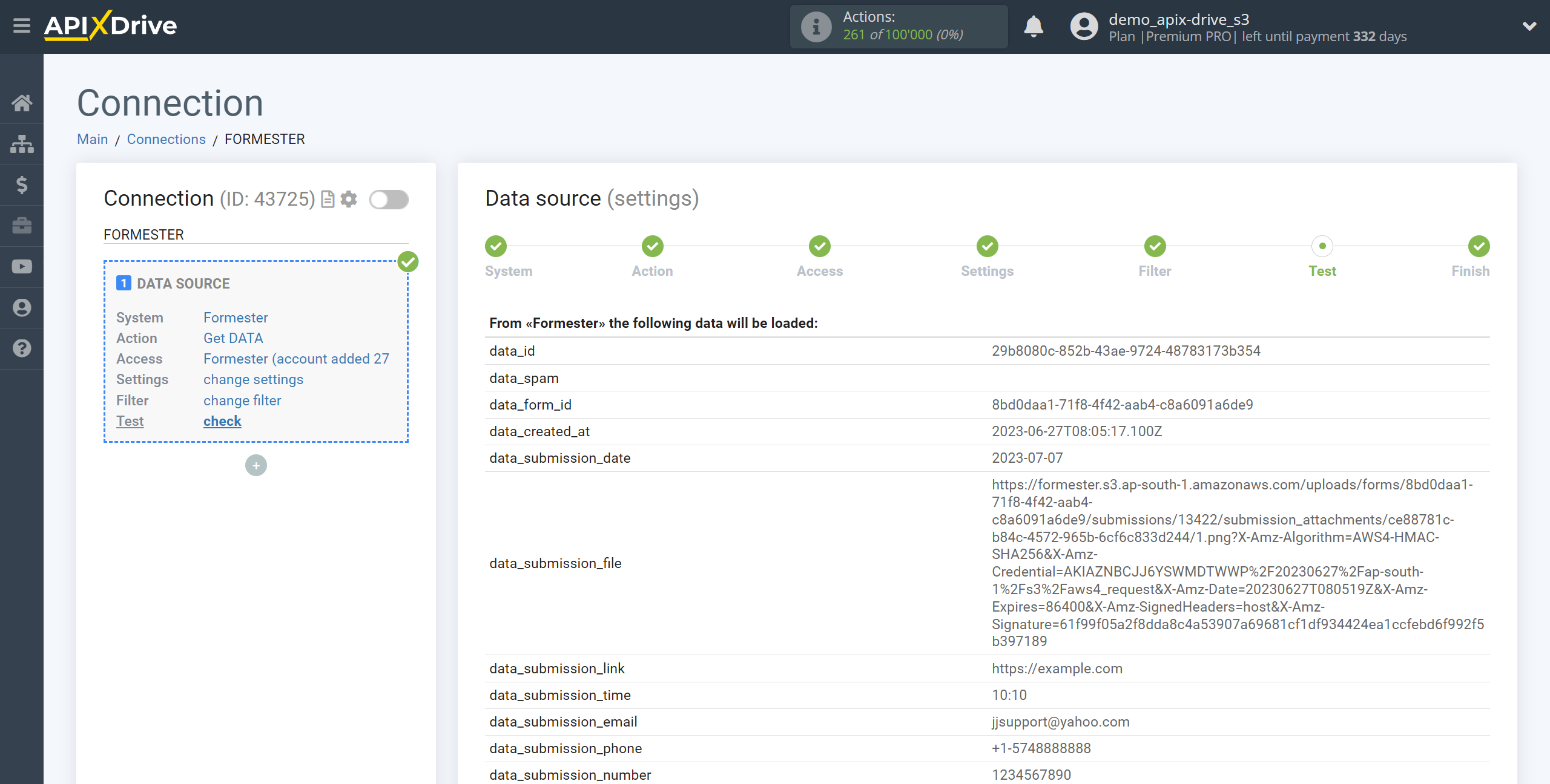 How to Connect Formester as Data Source | Test data