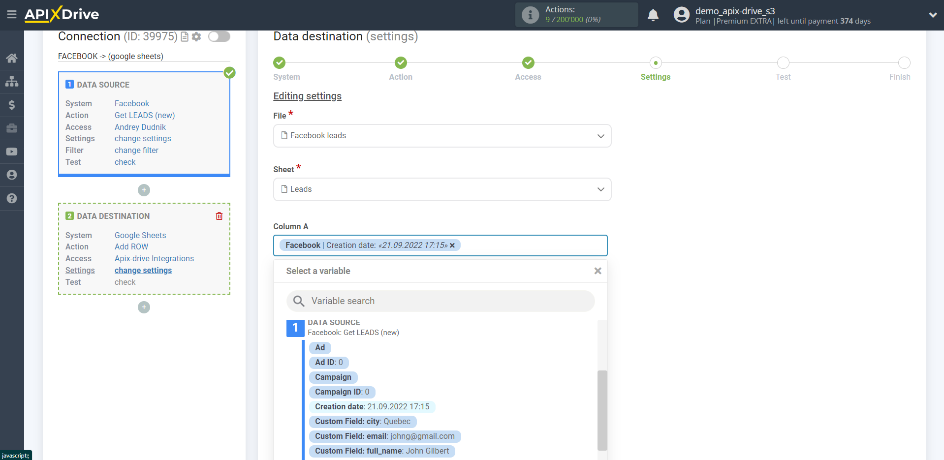 How to Connect Google Sheets as Data Destination | Assigning fields