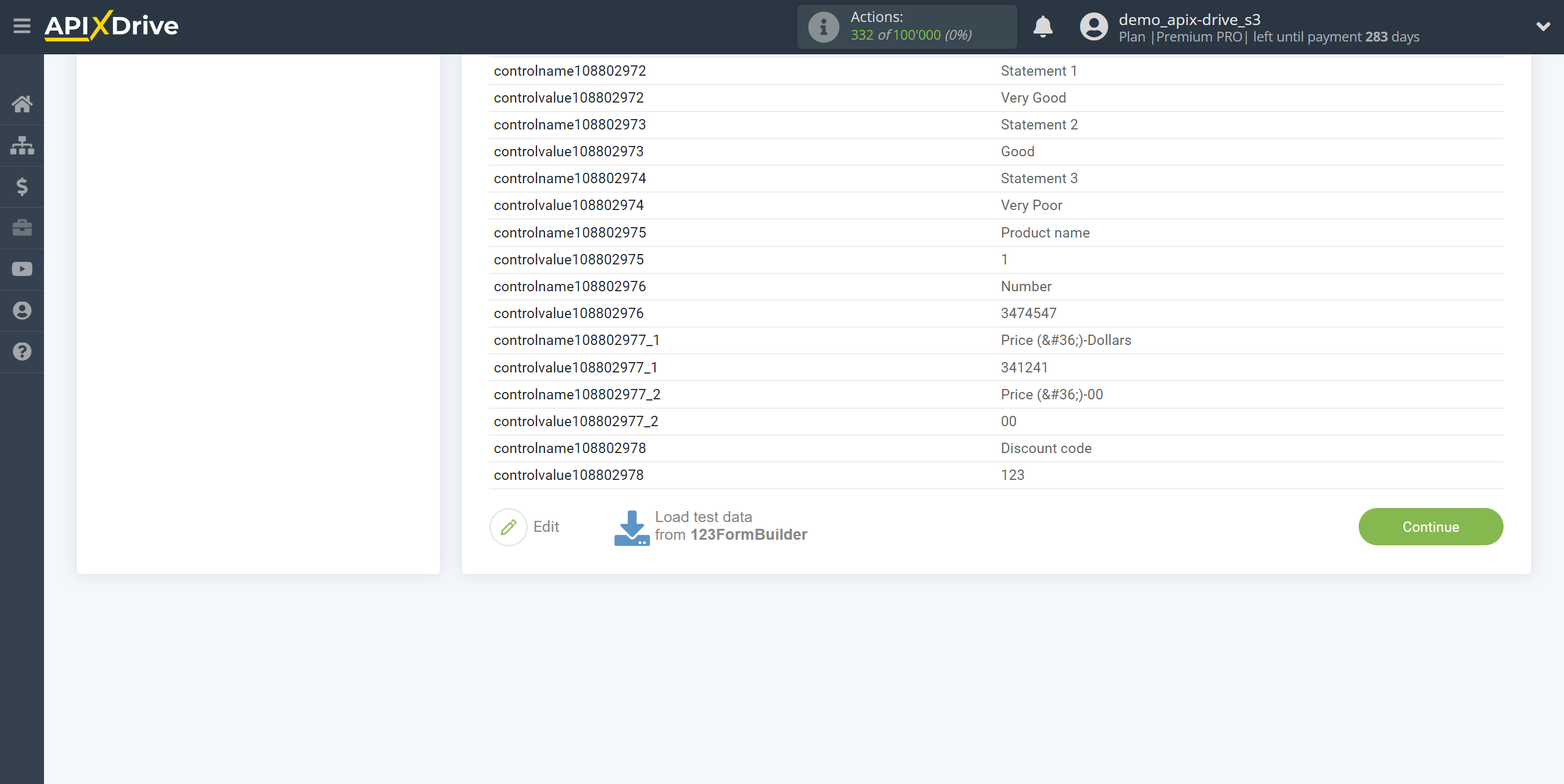 How to Connect 123FormBuilder as Data Source | Test data