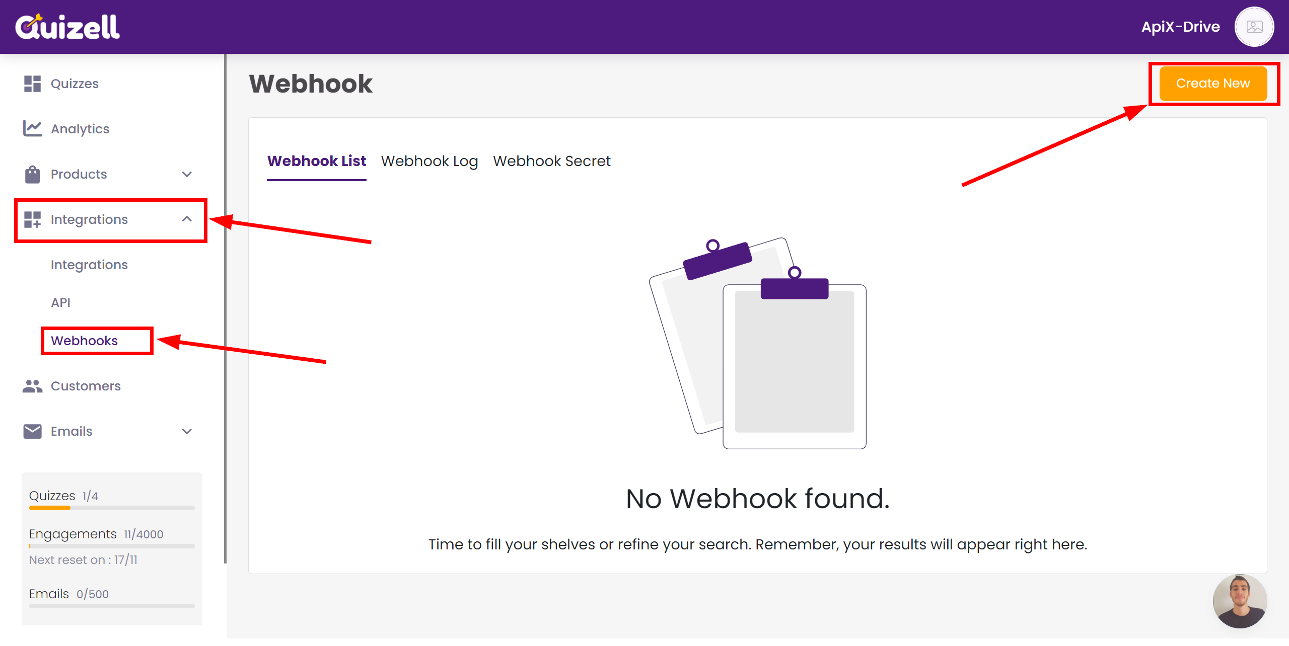How to Connect Quizell as Data Source | Go to Webhook settings