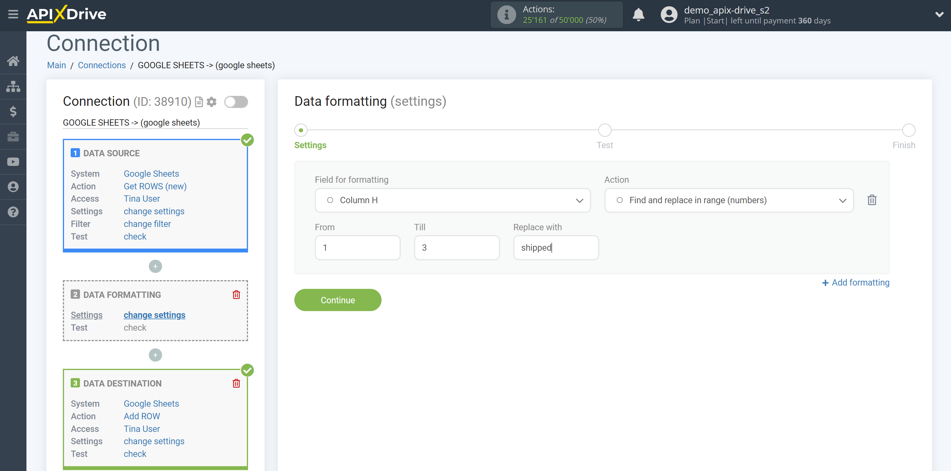 How to setup Data Formatting | Selecting the function&nbsp;Find and replace in range (numbers)