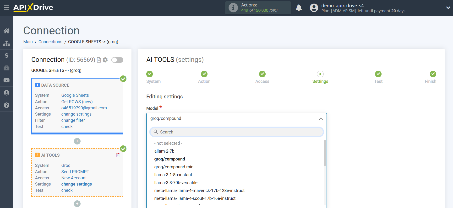 Setting up Groq in Google Sheets | Choosing a Groq model