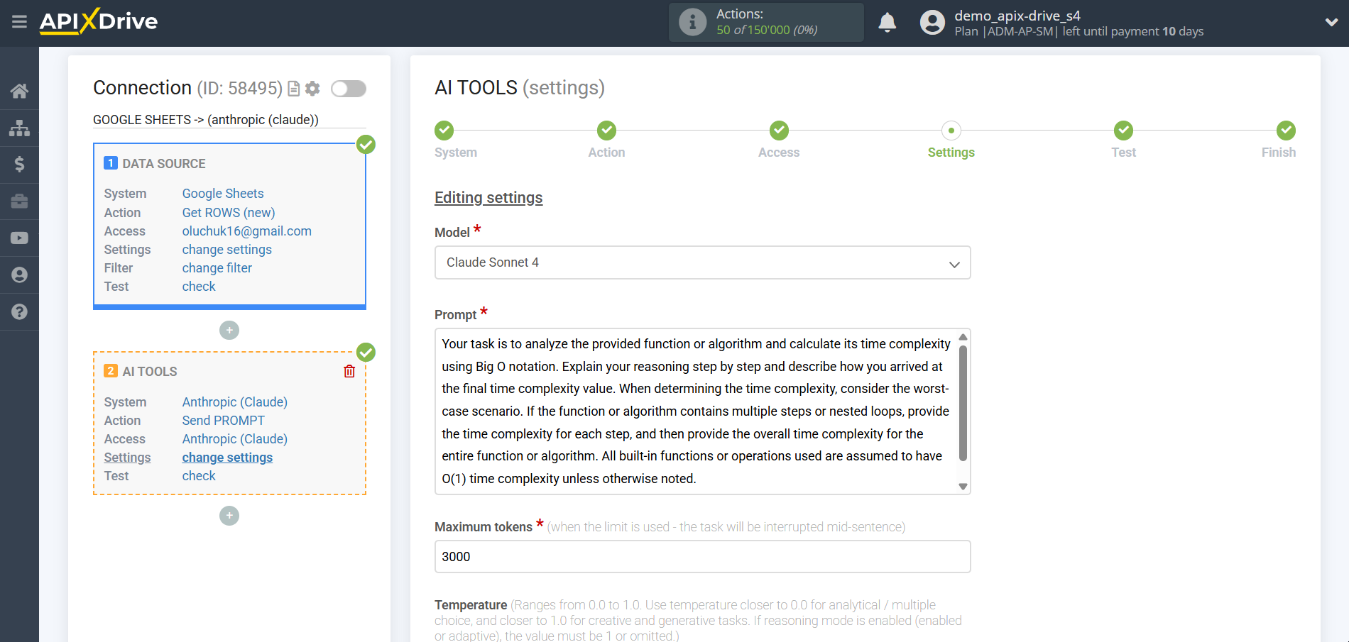 Setting up Anthropic in Google Sheets | Assigning fields