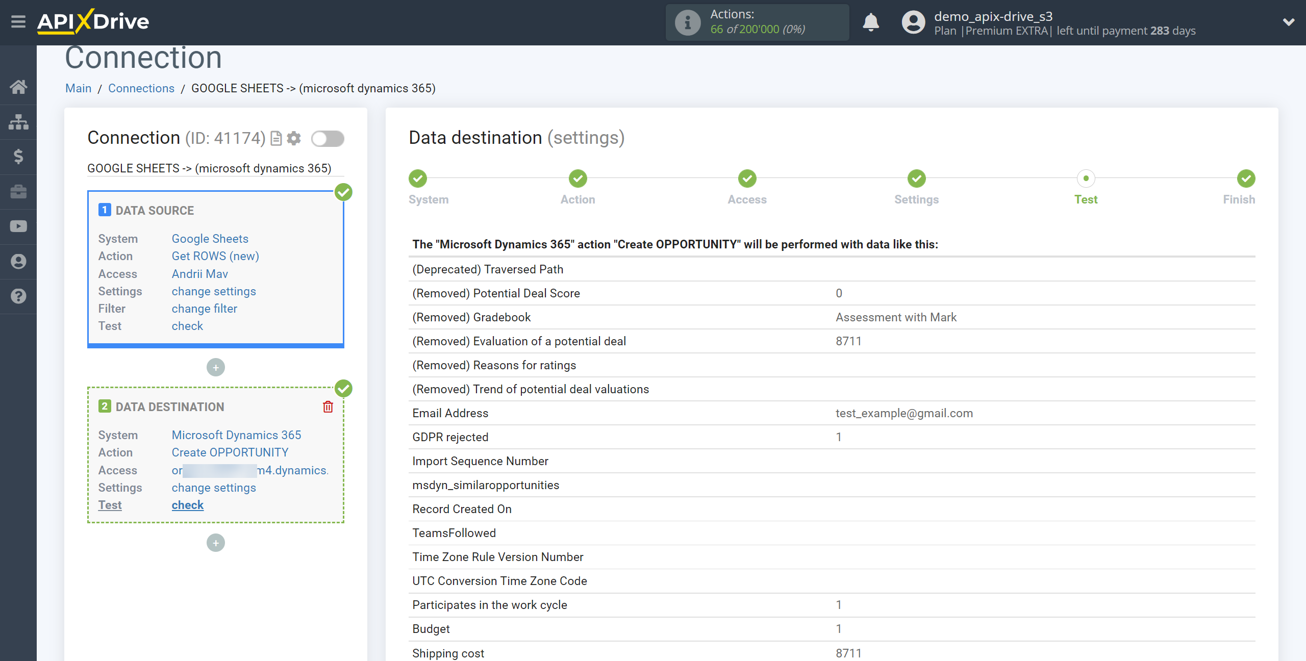 How to Connect Microsoft Dynamics 365 as Data Destination | Test data