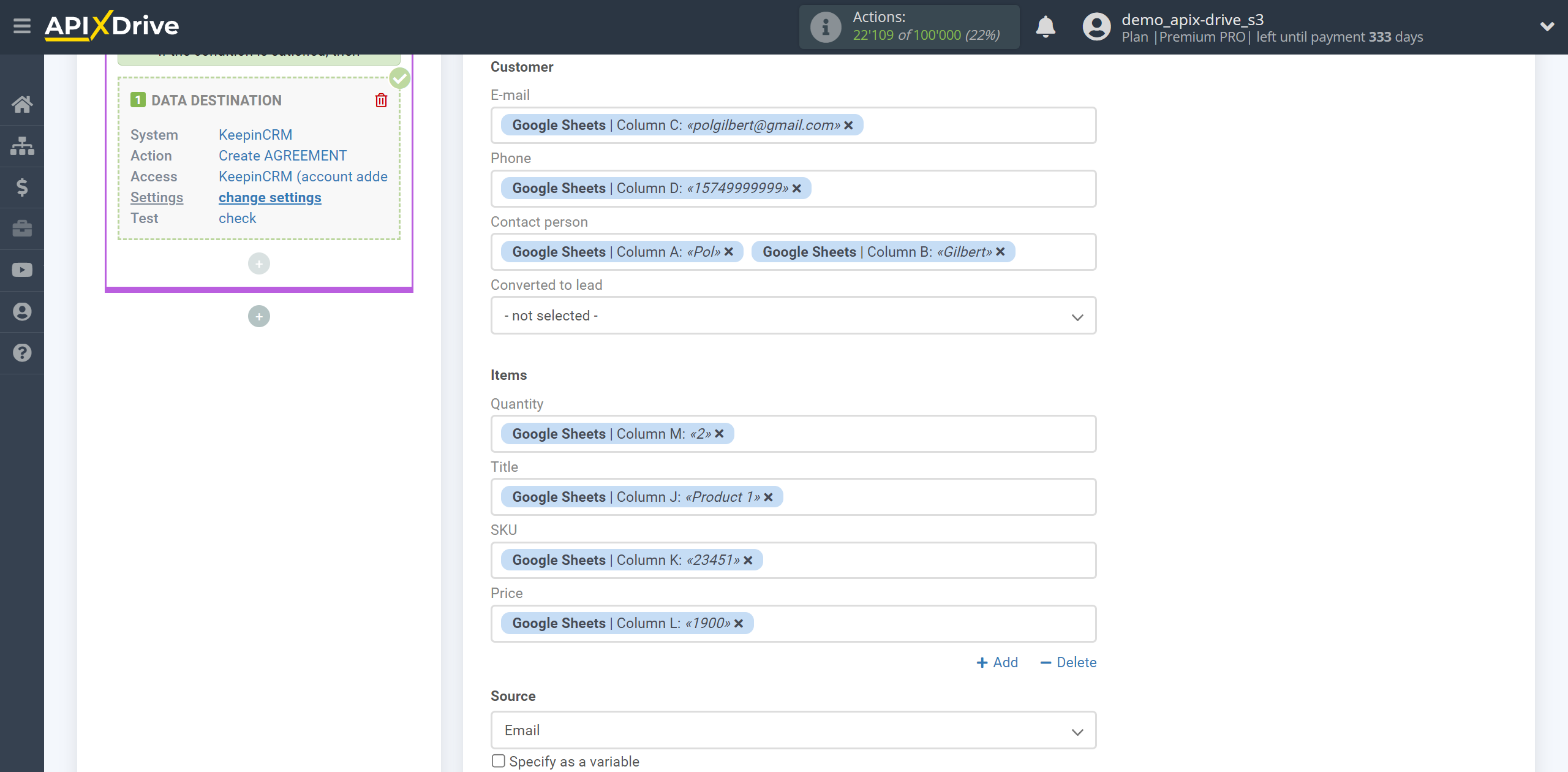 How to setup KeepinCRM Update Agreement / Create Agreement | Assigning Fields