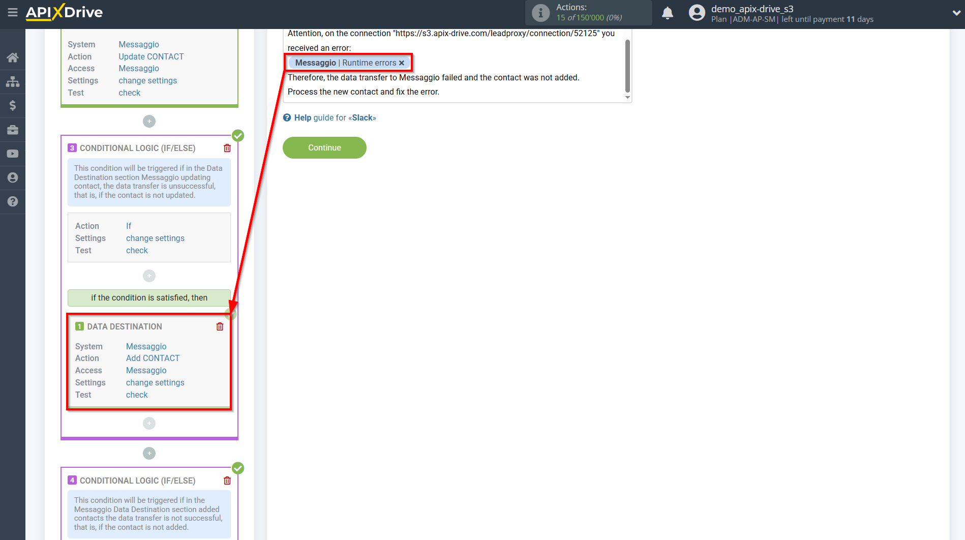How to setup Messaggio Update Contact / Add Contact | Adding fields with errors