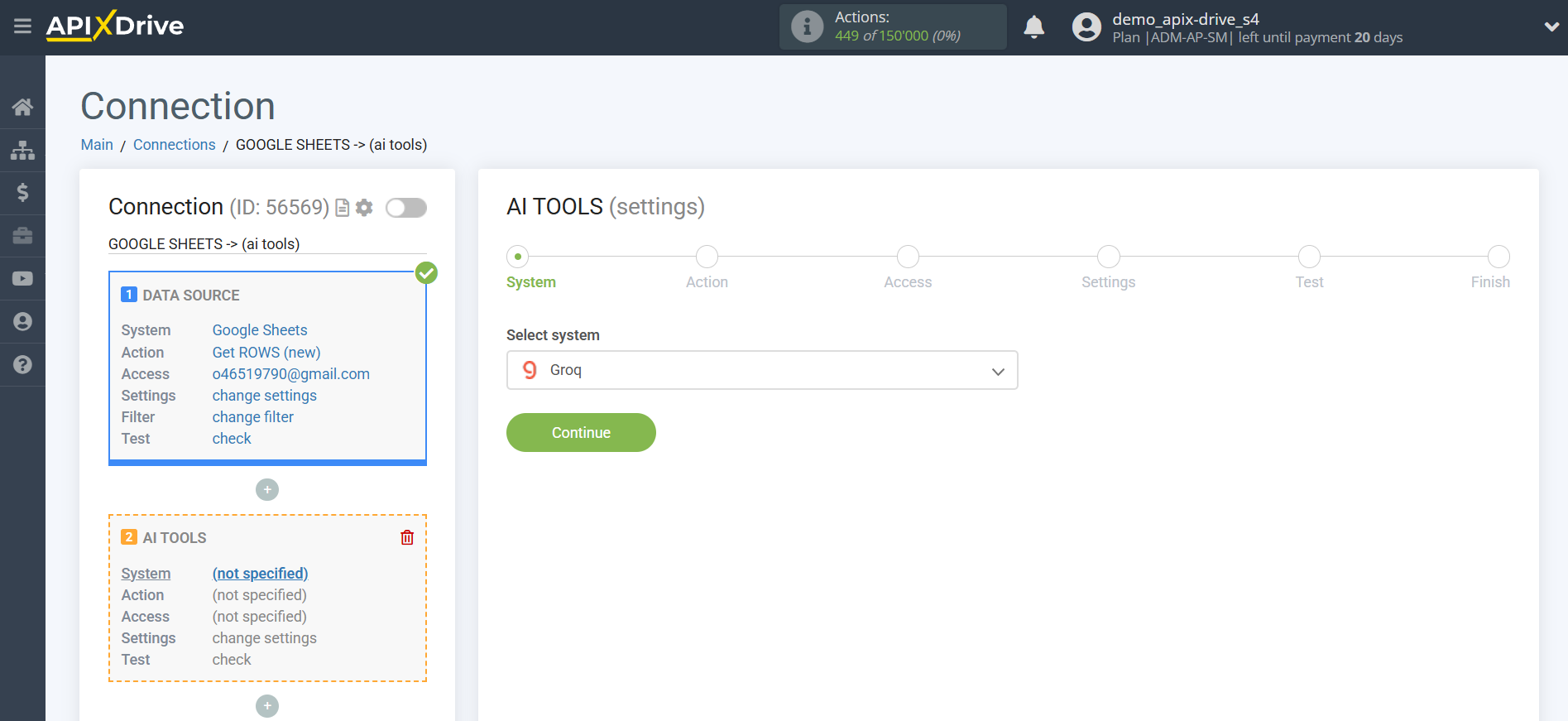 Setting up Groq in Google Sheets | System selection
