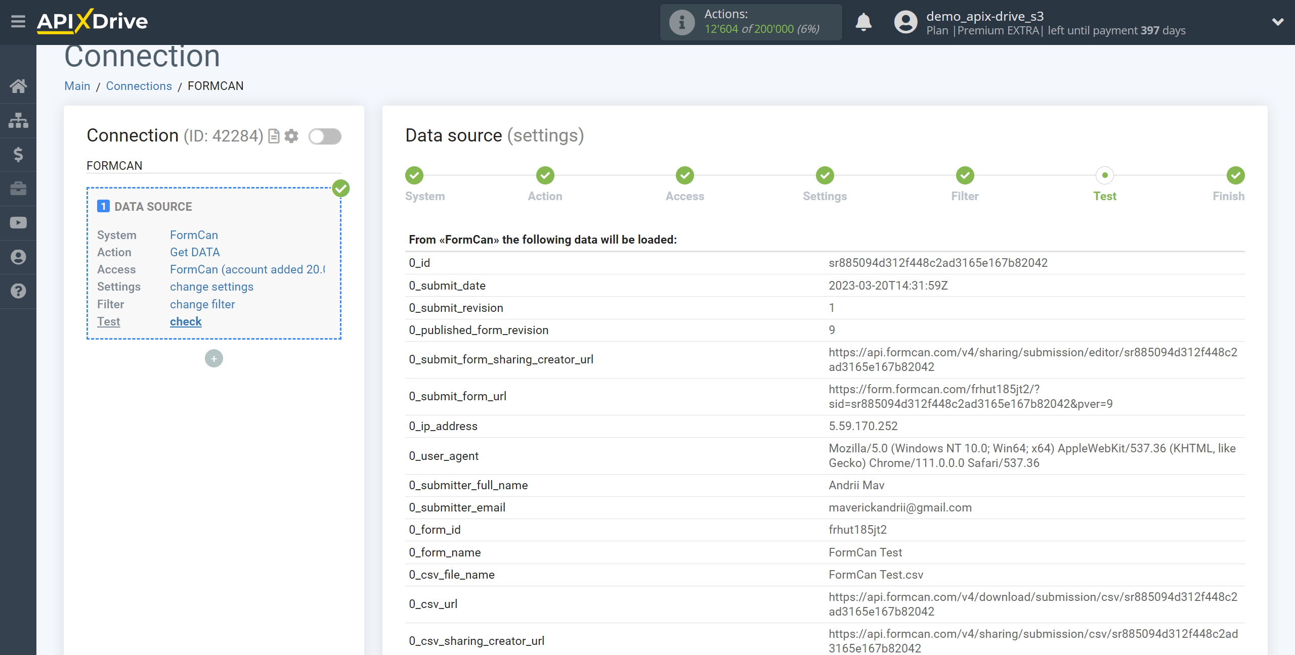 How to Connect FormCan as Data Source | Test Data