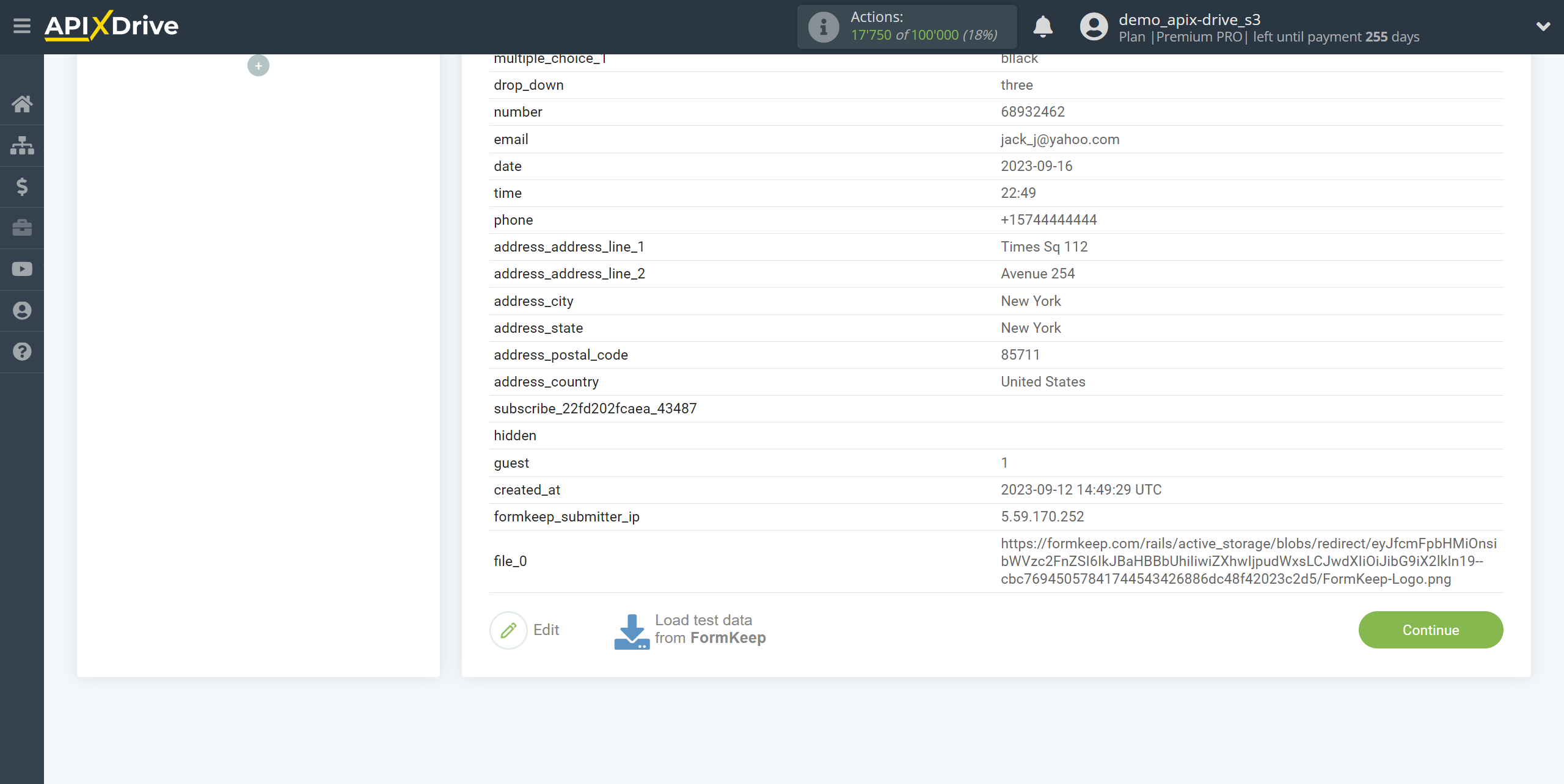 How to Connect FormKeep as Data Source | Test data