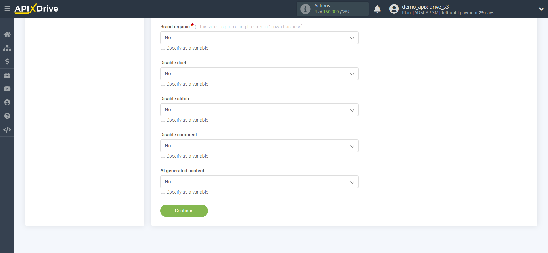 How to Connect TikTok as Data Destination | Field settings