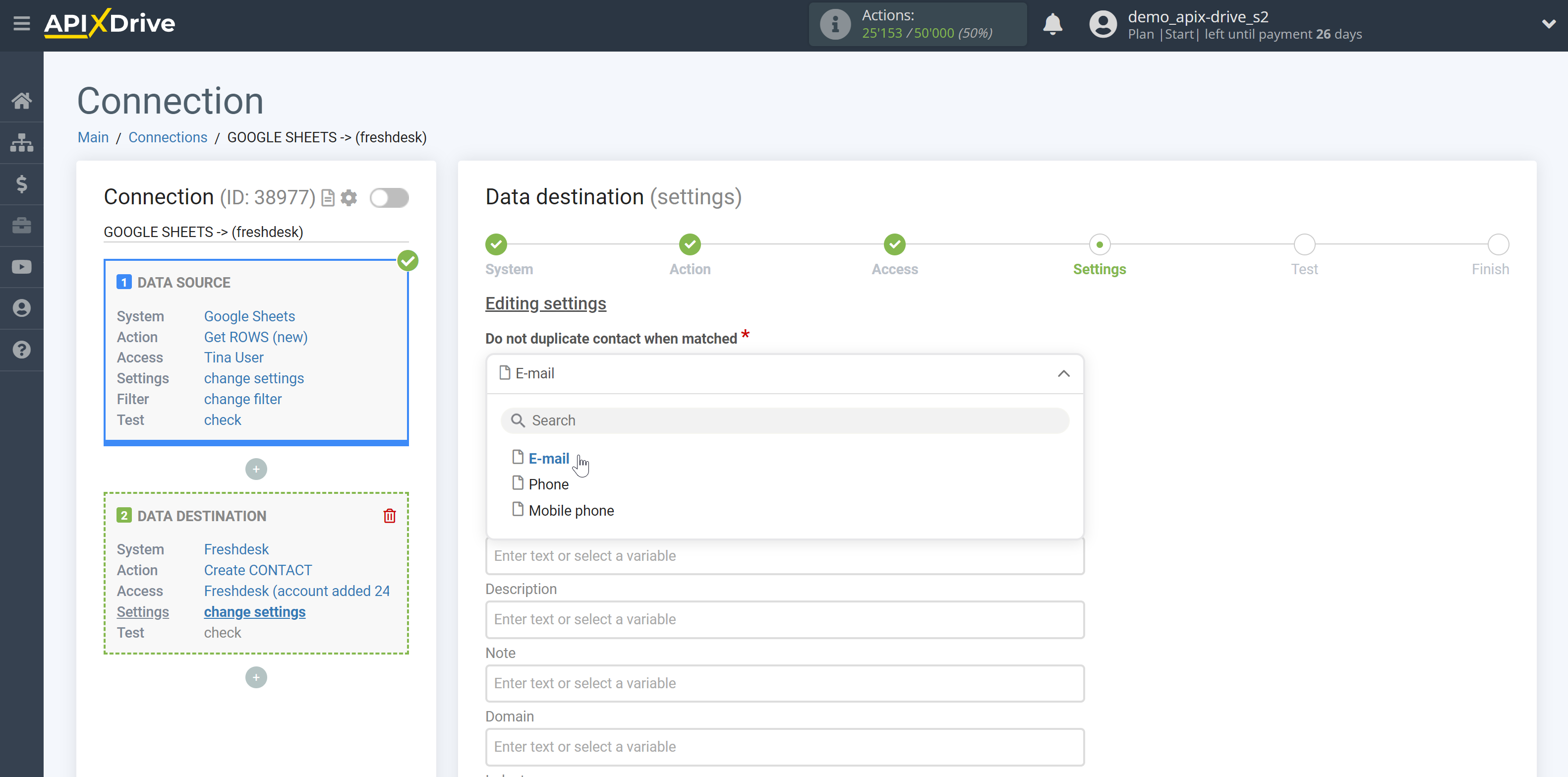 How to Connect Freshdesk as Data Destination | Assigning Fields 